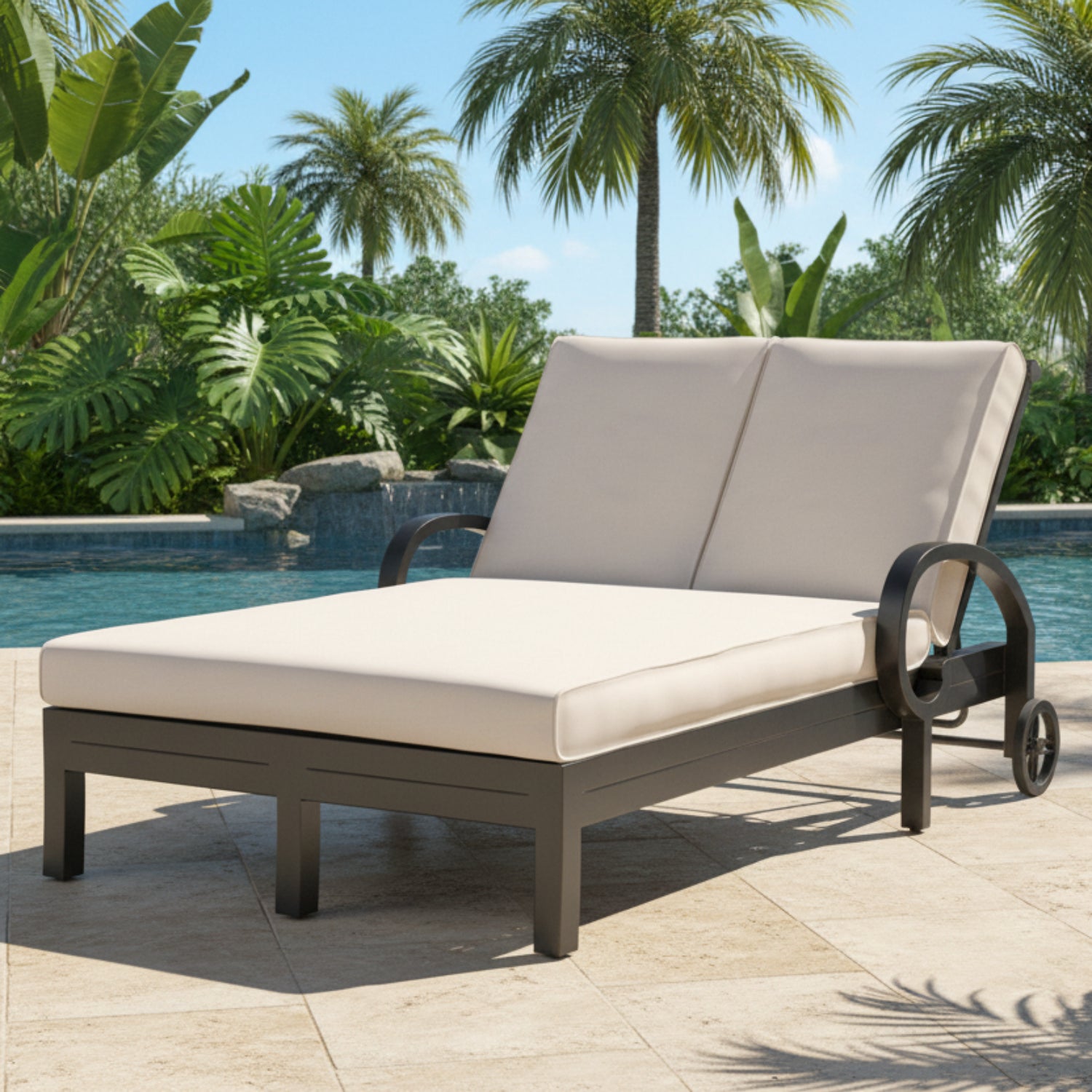 Sunset West Monterey Canvas Natural w/Self Welt Double Outdoor Chaise