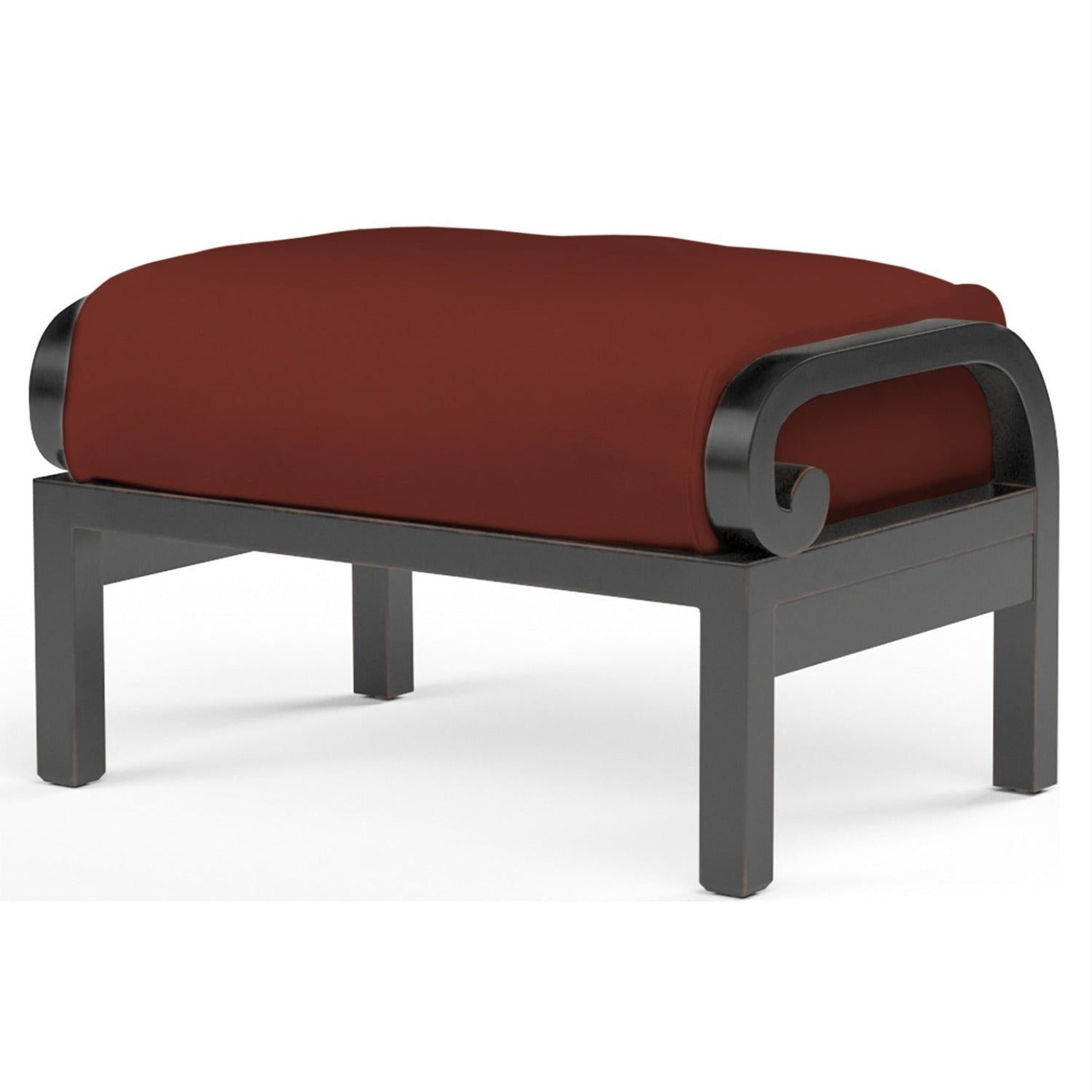 Sunset West Monterey Canvas Henna w/Self Welt Outdoor Ottoman, powder-coated aluminum ottoman, front view
