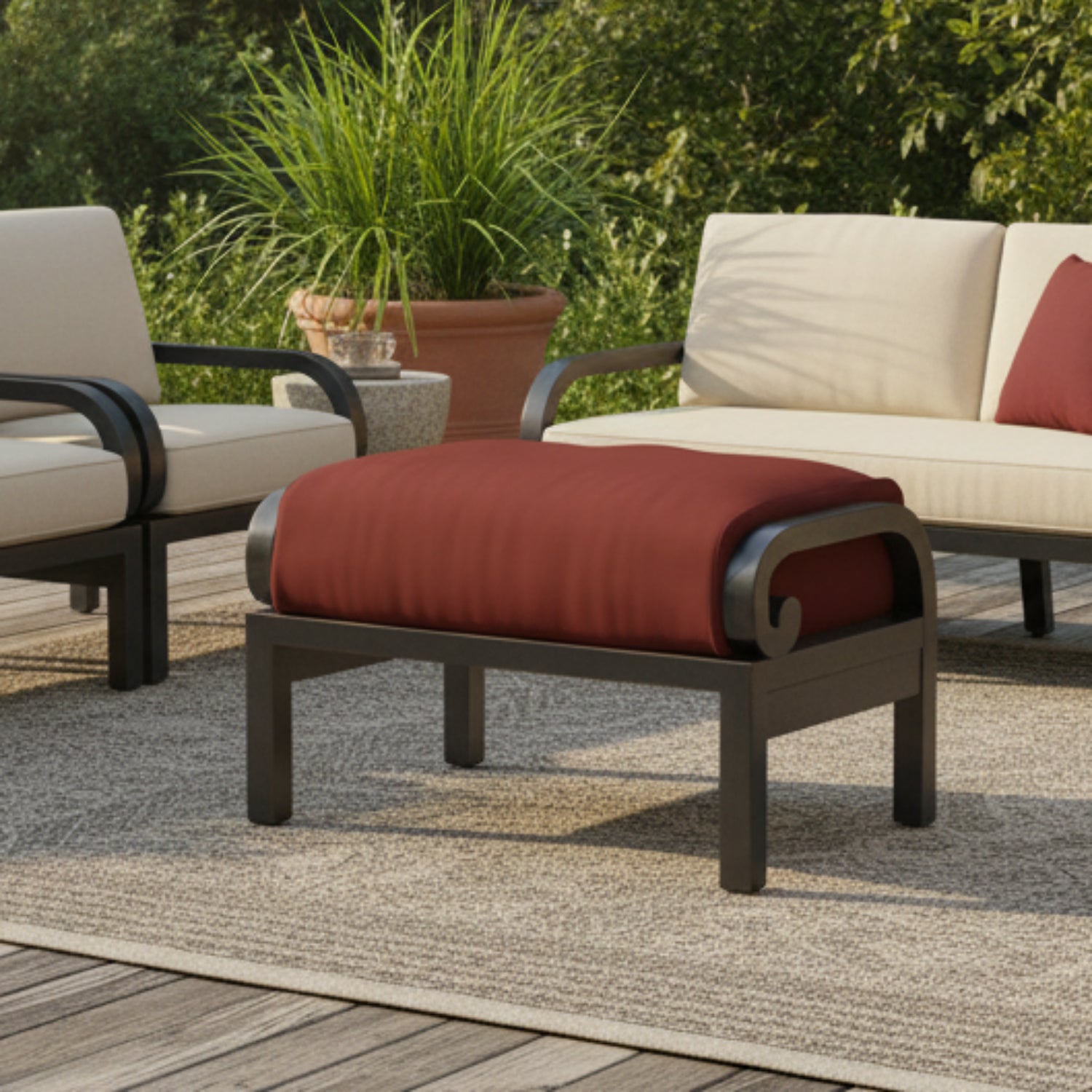 Sunset West Monterey Canvas Henna w/Self Welt Outdoor Ottoman