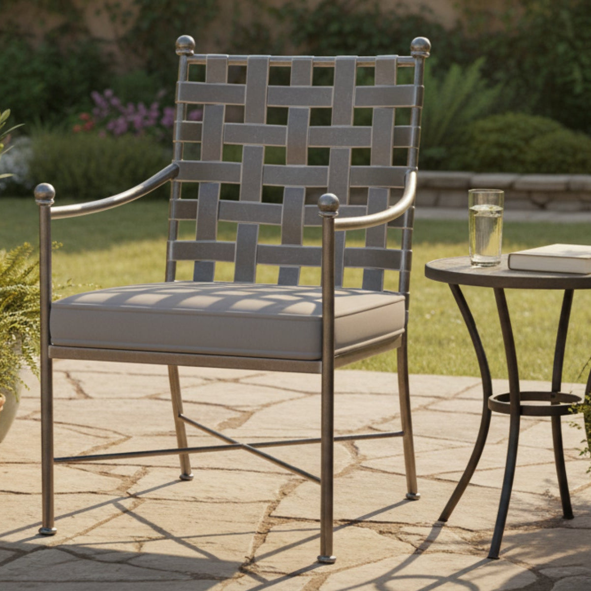 Sunset West Provence Canvas Granite w/Self Welt Outdoor Dining Chair Set of 2