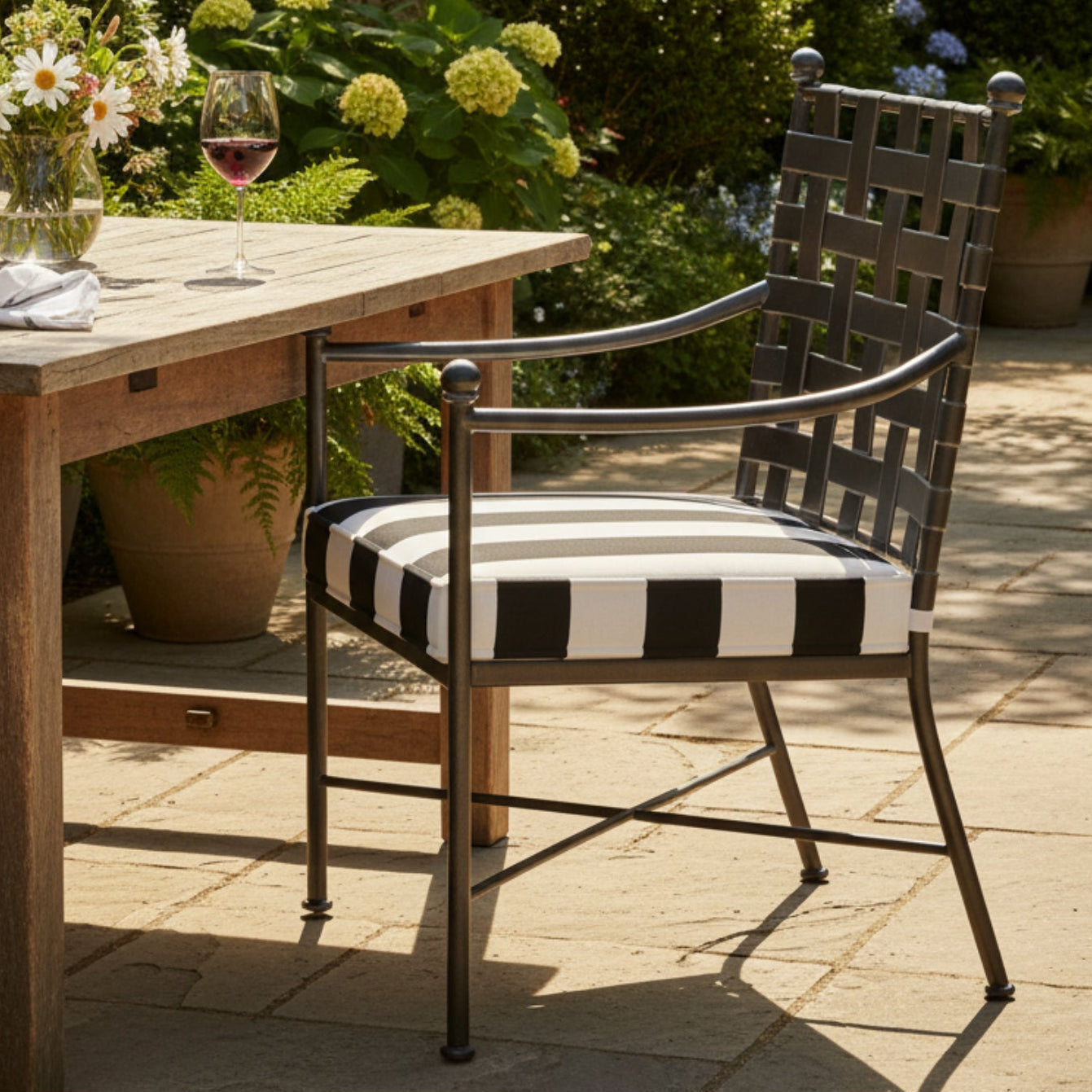 Sunset West Provence Cabana Classic w/Self Welt Outdoor Dining Chair Set of 2