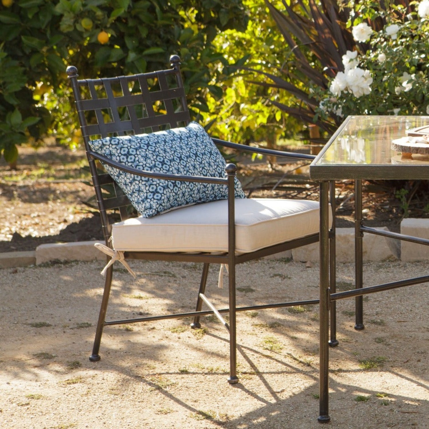 Sunset West Provence Canvas Flax w/Self Welt Outdoor Dining Chair Set of 2