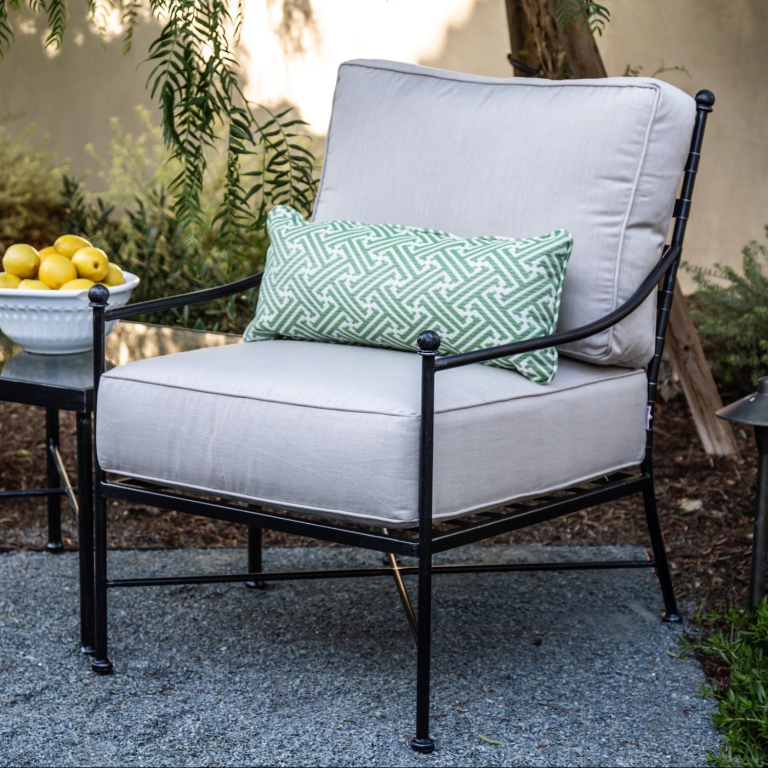 Sunset West Provence Canvas Natural w/Contrast Spectrum Carbon Welt Outdoor Club Chair