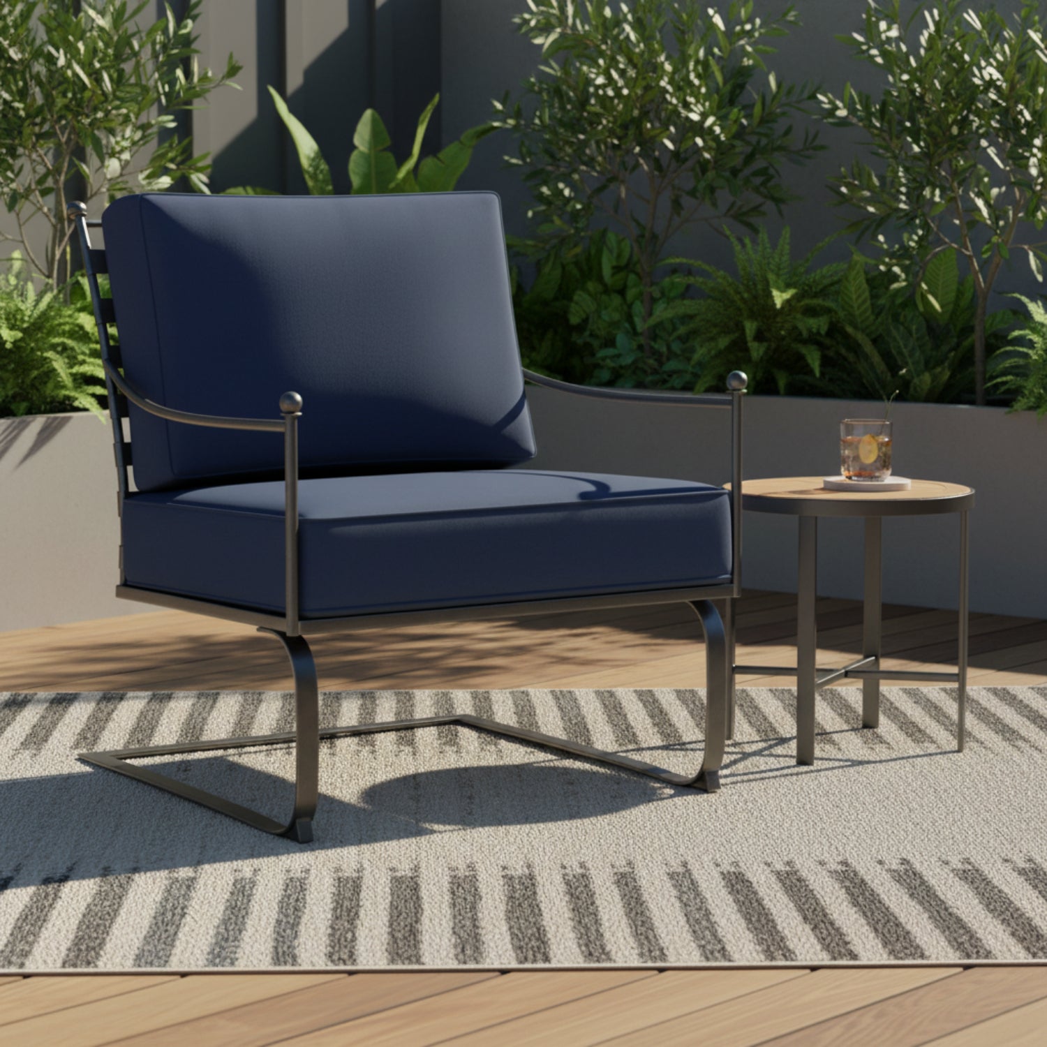 Sunset West Provence Spectrum Indigo w/Self Welt Club Outdoor Rocker