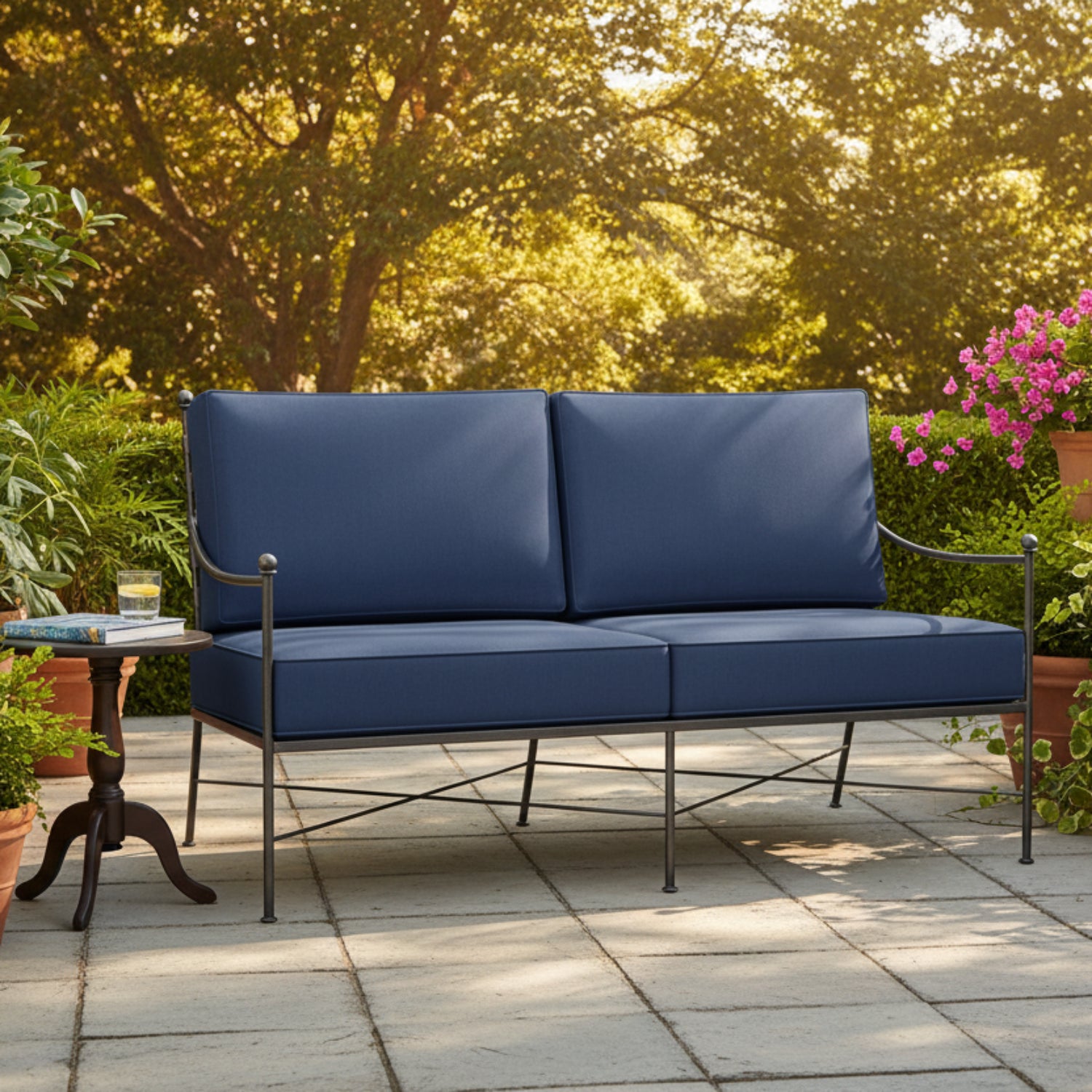 Sunset West Provence Spectrum Indigo w/Self Welt Outdoor Loveseat