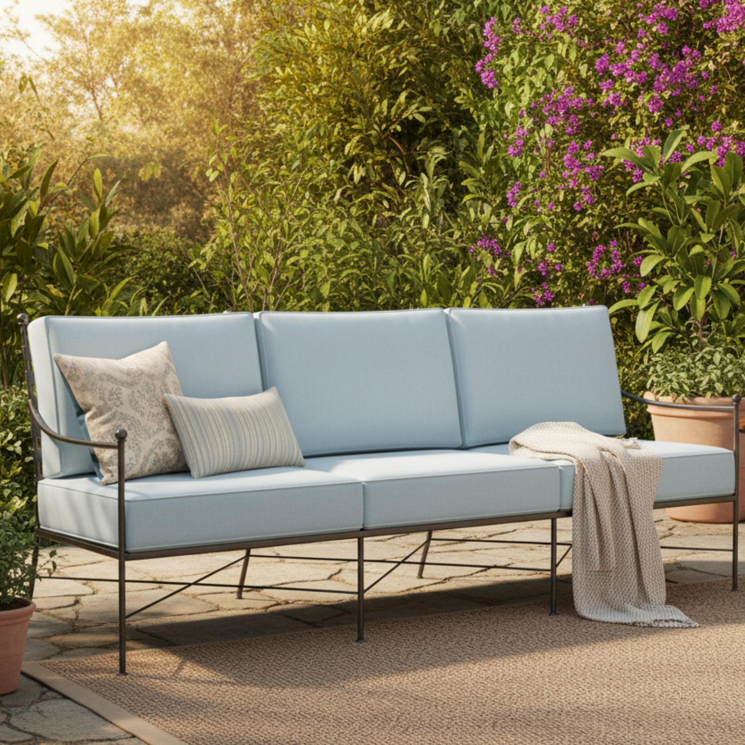 Sunset West Provence Canvas Skyline w/Self Welt Outdoor Sofa