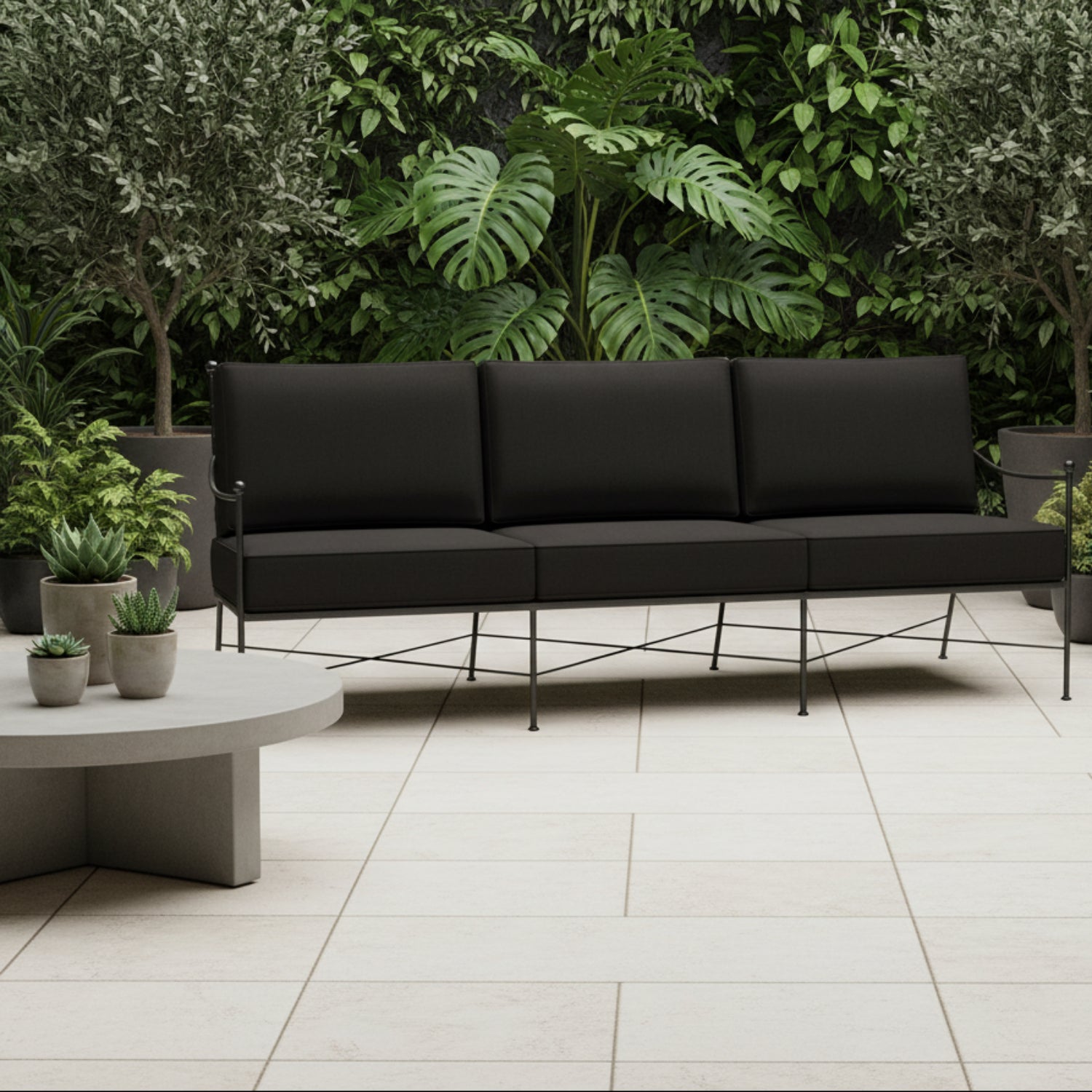 Sunset West Provence Spectrum Carbon w/Self Welt Outdoor Sofa