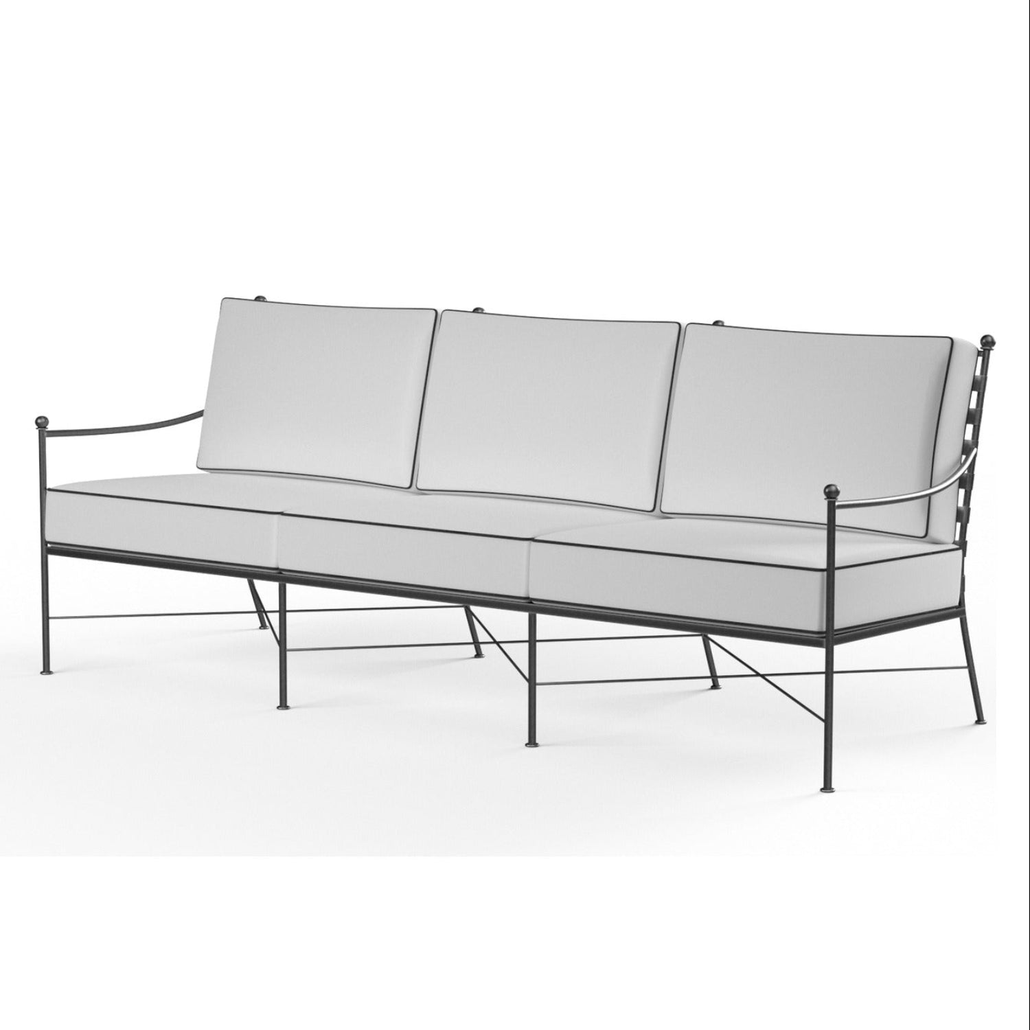 Sunset West Provence Canvas Natural w/Contrast Spectrum Carbon Welt Outdoor Sofa