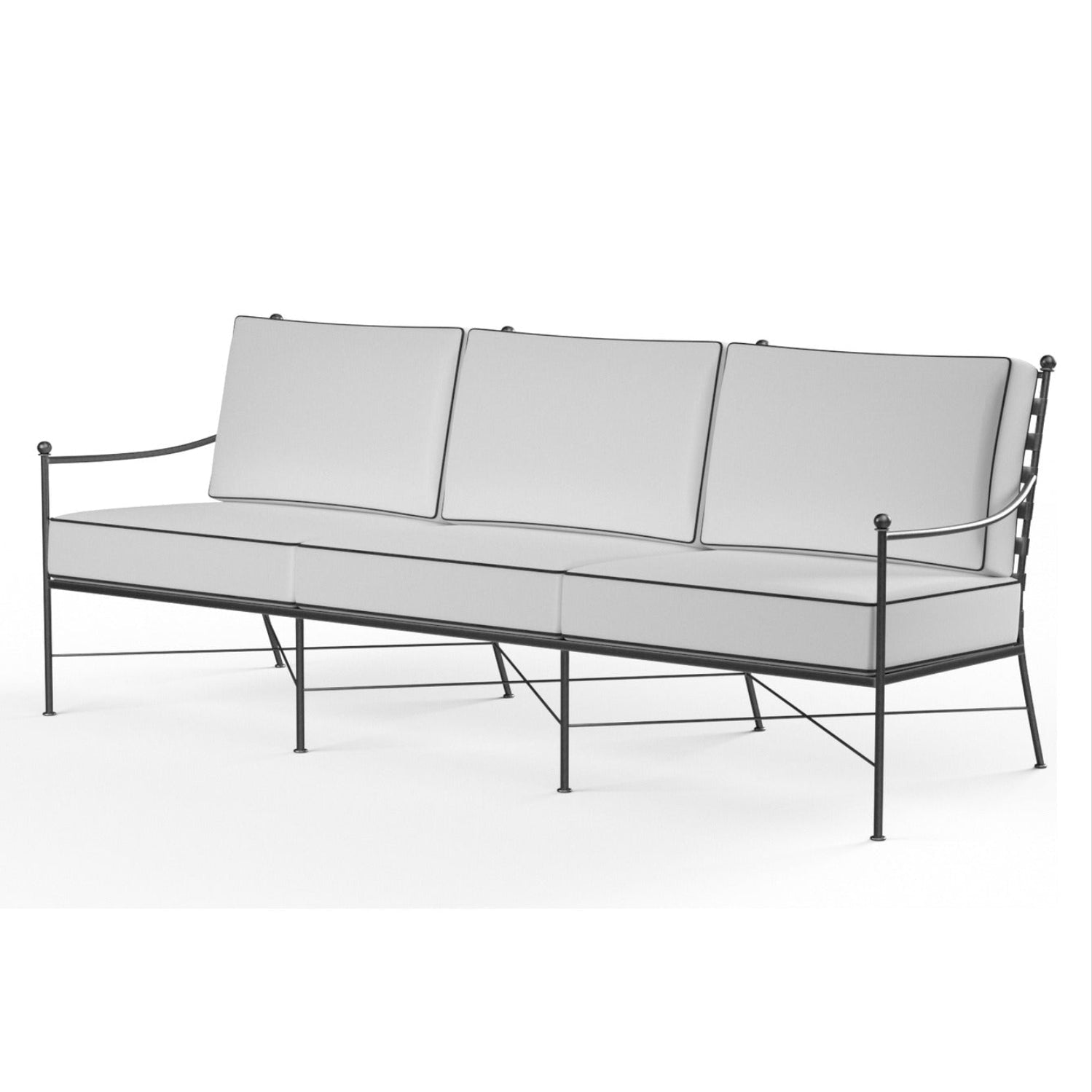 Sunset West Provence Canvas Natural w/Contrast Spectrum Carbon Welt Outdoor Sofa