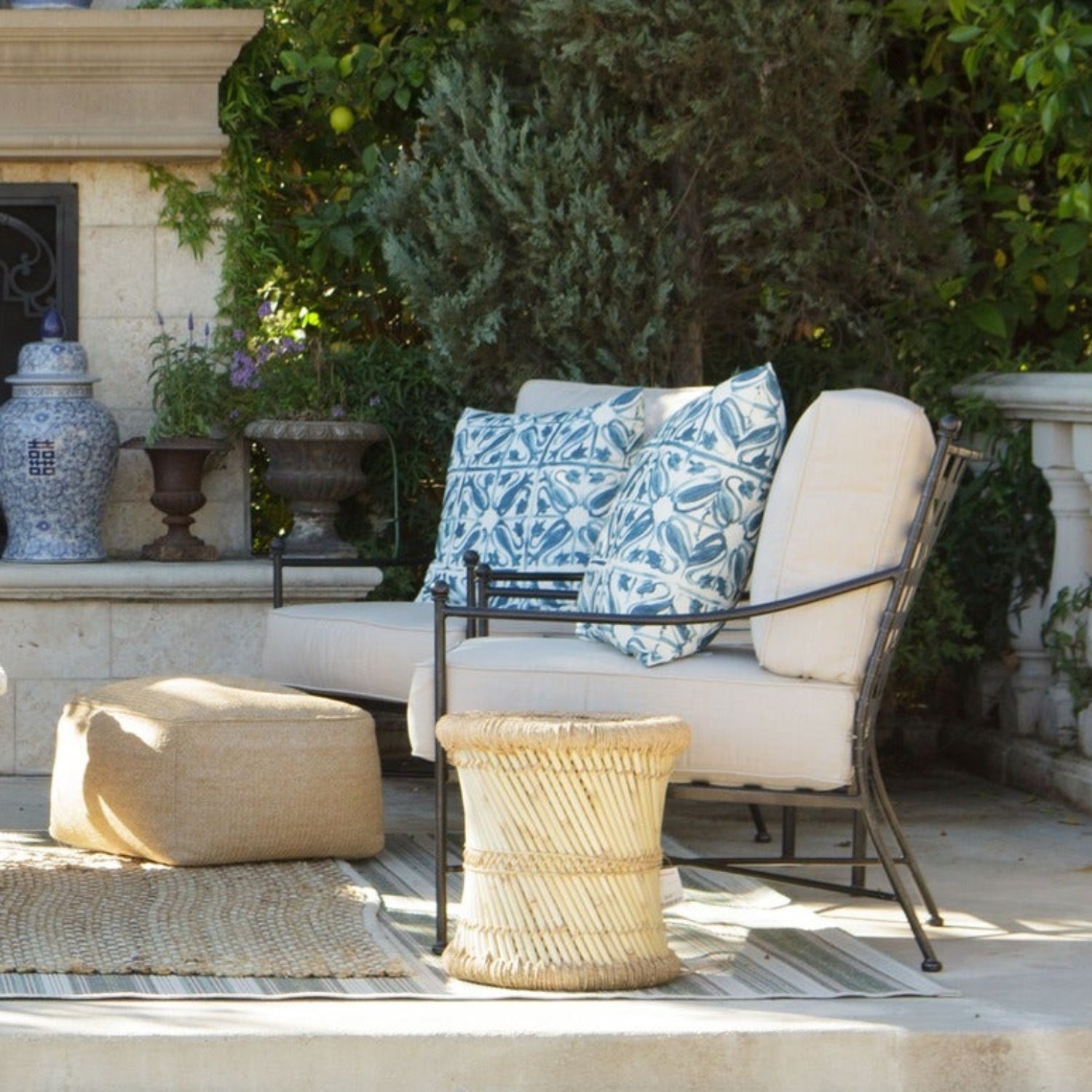 Sunset West Provence Canvas White w/Self Welt Outdoor Sofa