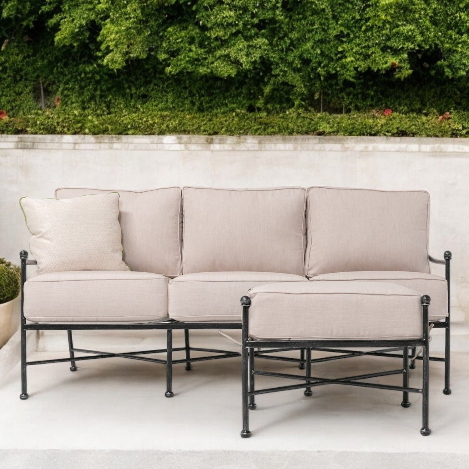 Sunset West Provence Canvas White w/Self Welt Outdoor Sofa