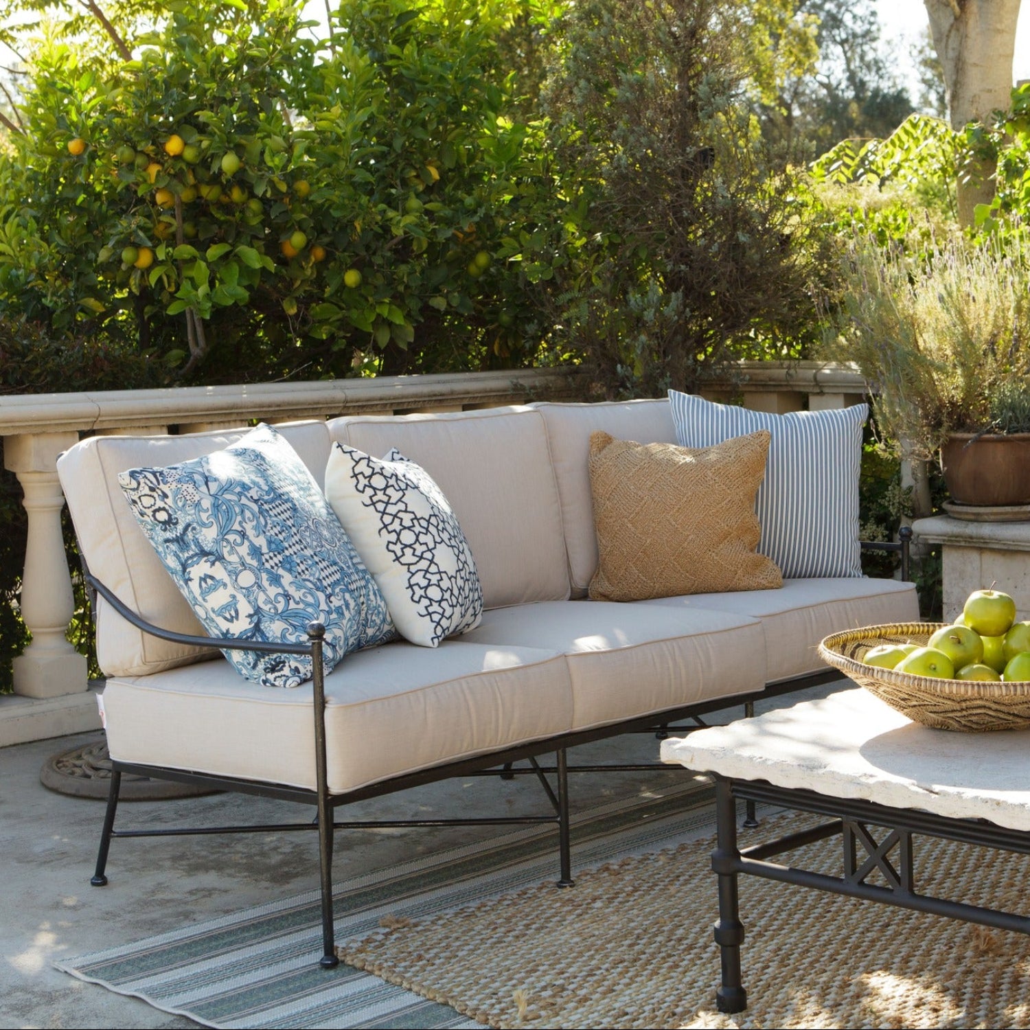 Sunset West Provence Canvas White w/Self Welt Outdoor Sofa