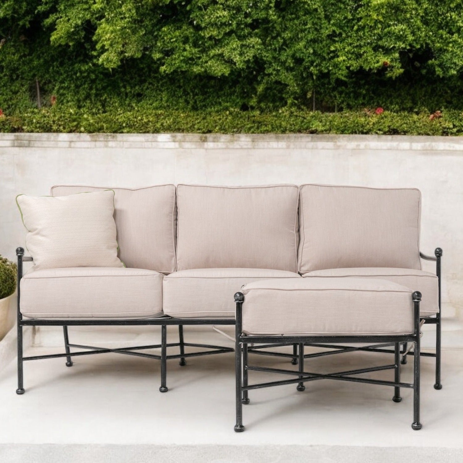 Sunset West Provence Canvas Flax w/Self Welt Outdoor Sofa