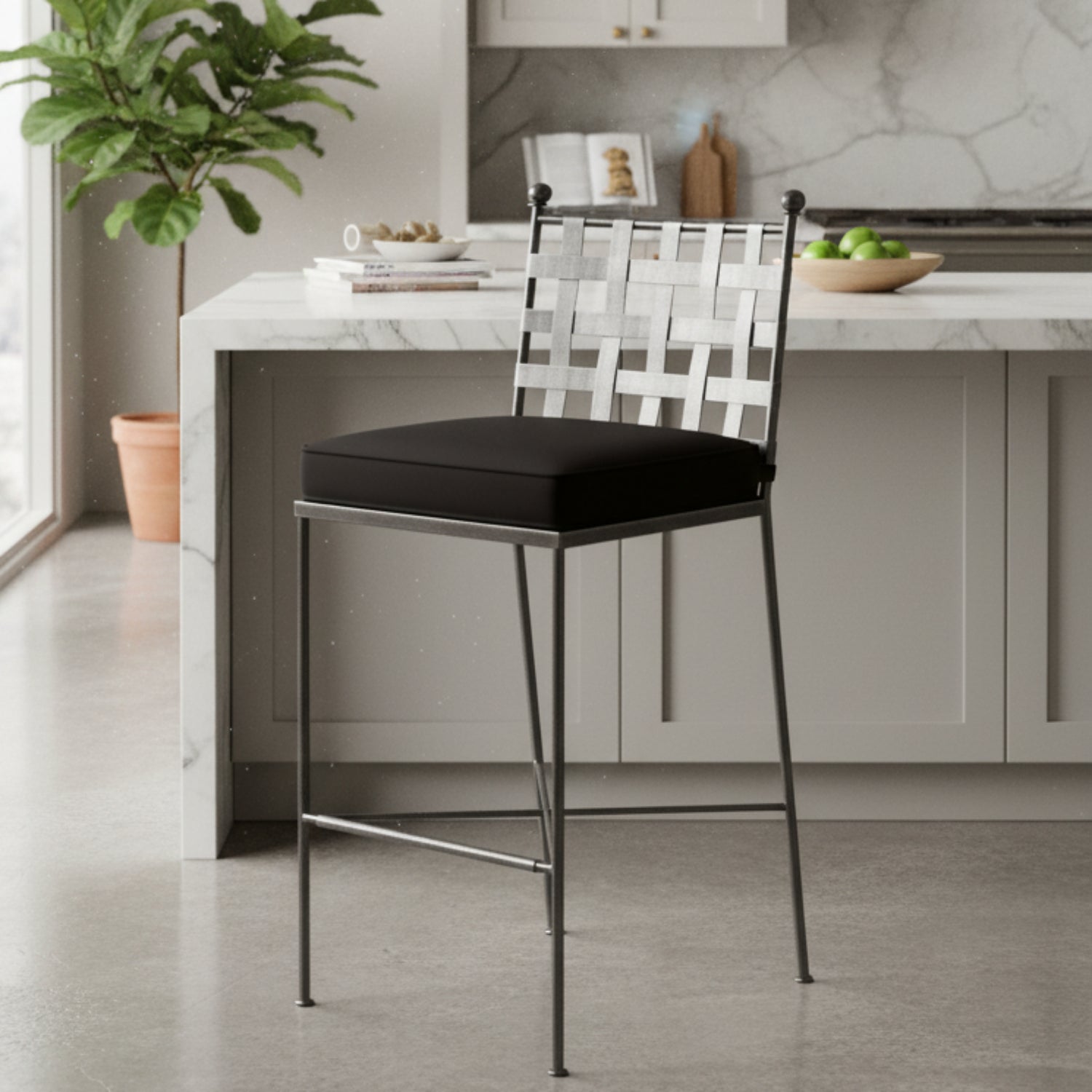 Sunset West Provence Spectrum Carbon w/Self Welt Outdoor Barstool Set of 2