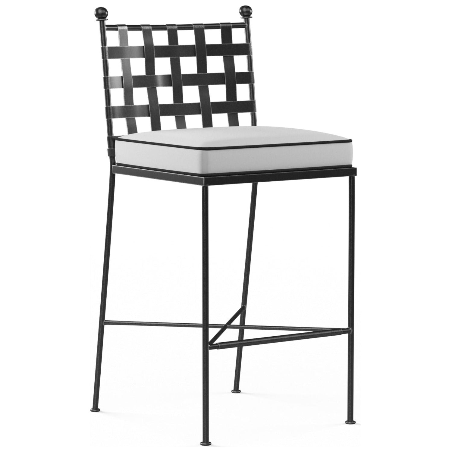 Sunset West Provence Canvas Natural w/Contrast Spectrum Carbon Welt Outdoor Barstool Set of 2
