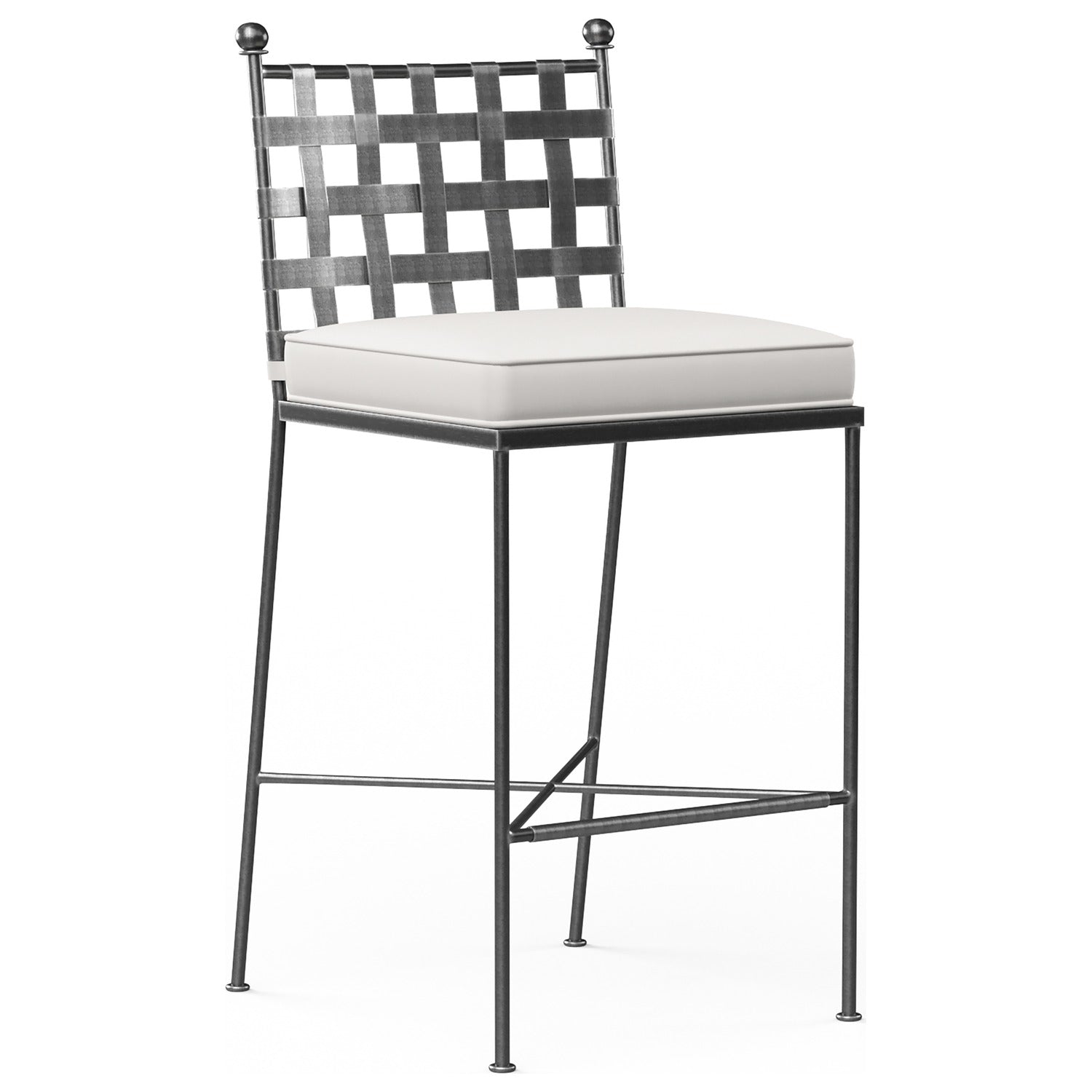 Sunset West Provence Canvas White w/Self Welt Outdoor Barstool Set of 2