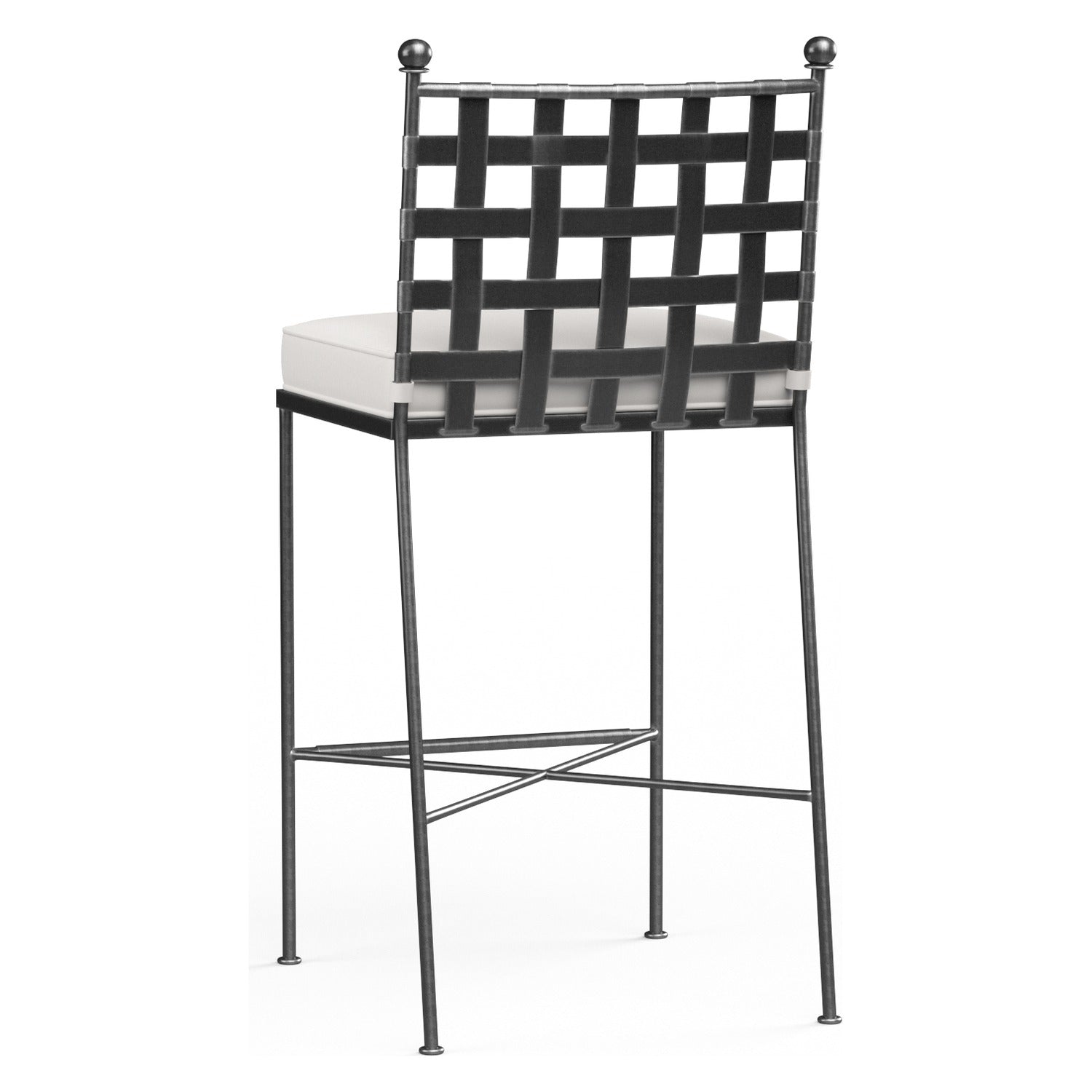 Sunset West Provence Canvas White w/Self Welt Outdoor Barstool Set of 2