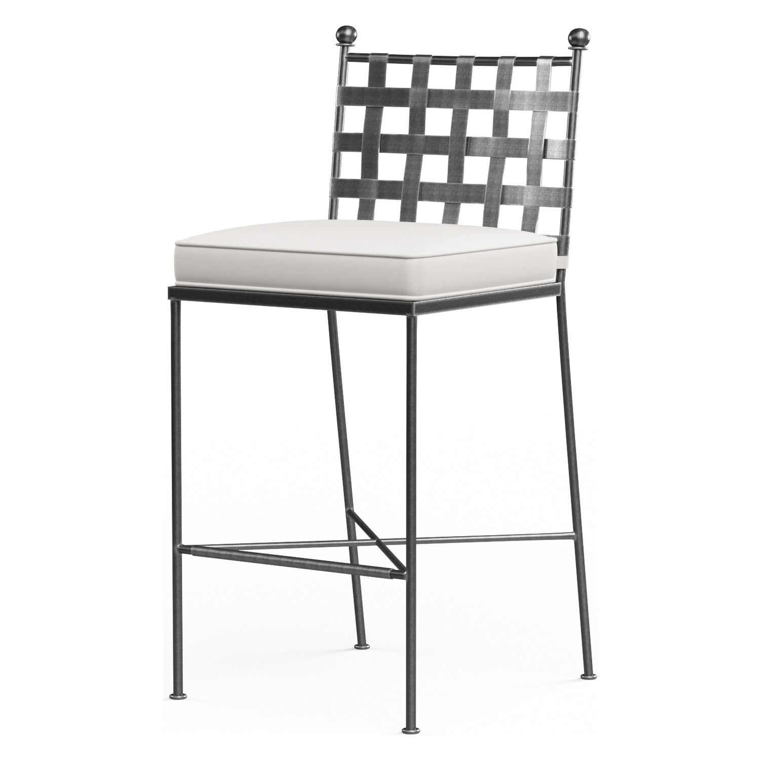 Sunset West Provence Canvas White w/Self Welt Outdoor Barstool Set of 2