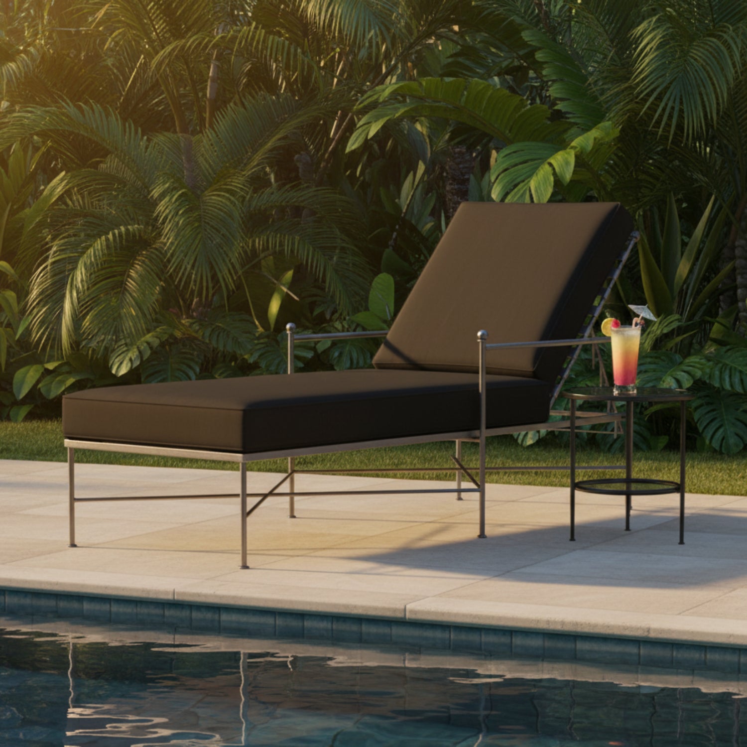 Sunset West Provence Spectrum Carbon w/Self Welt Outdoor Chaise Lounge