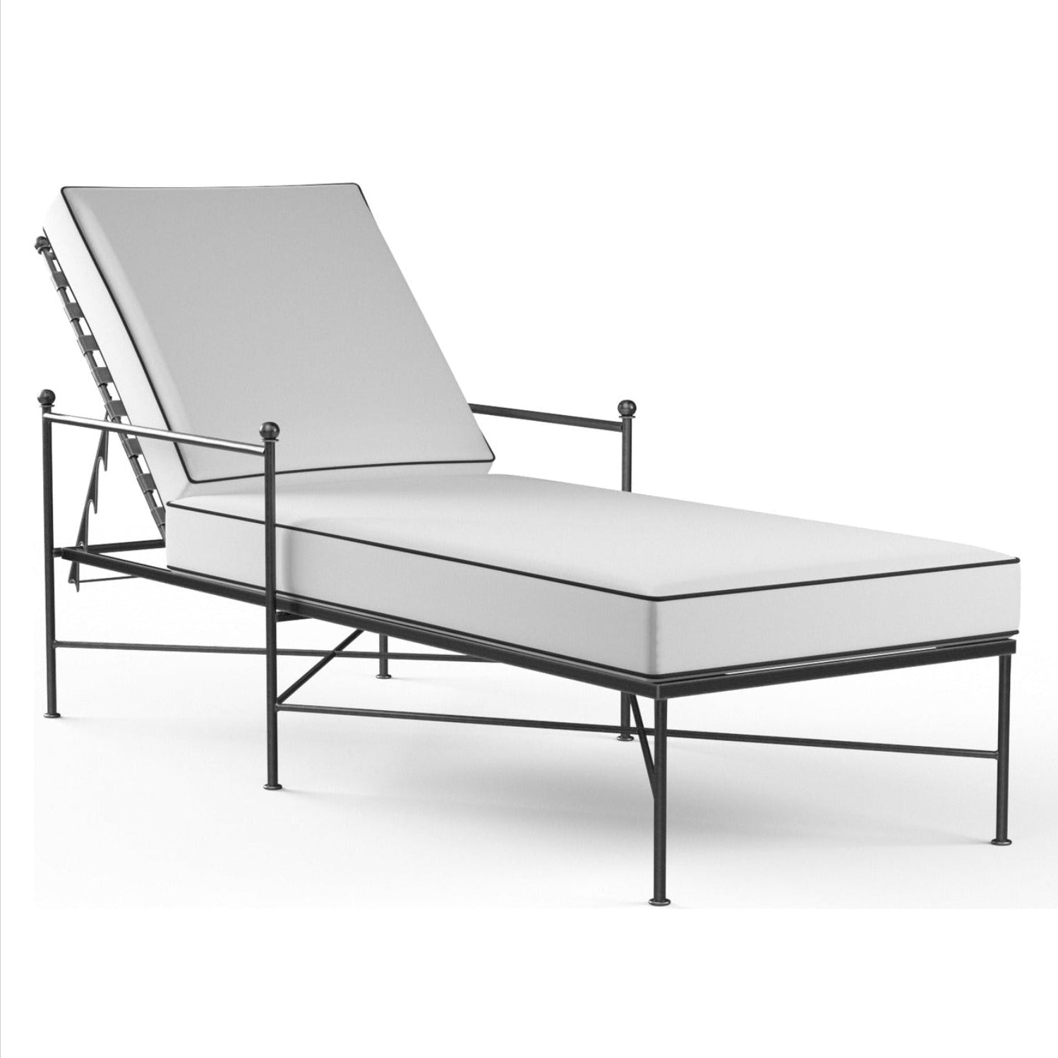 Sunset West Provence Canvas Natural w/Contrast Spectrum Carbon Welt Outdoor Chaise Lounge