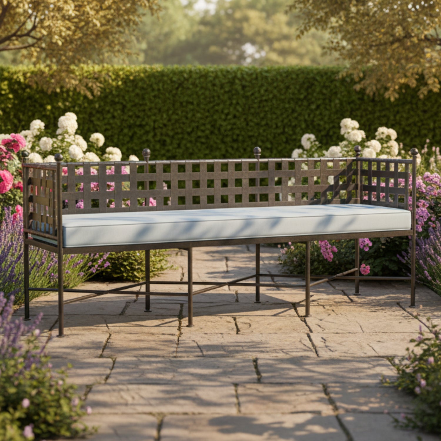Sunset West Provence Canvas Skyline w/Self Welt Garden Outdoor Bench