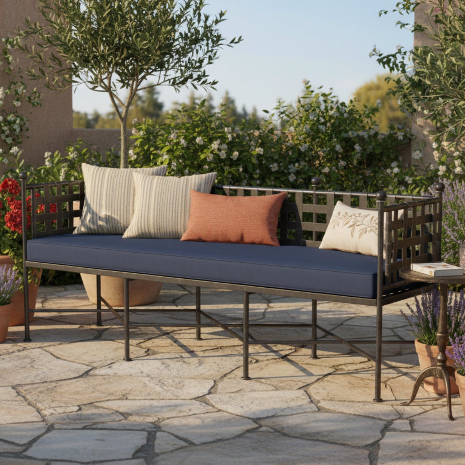 Sunset West Provence Spectrum Indigo w/Self Welt Garden Outdoor Bench