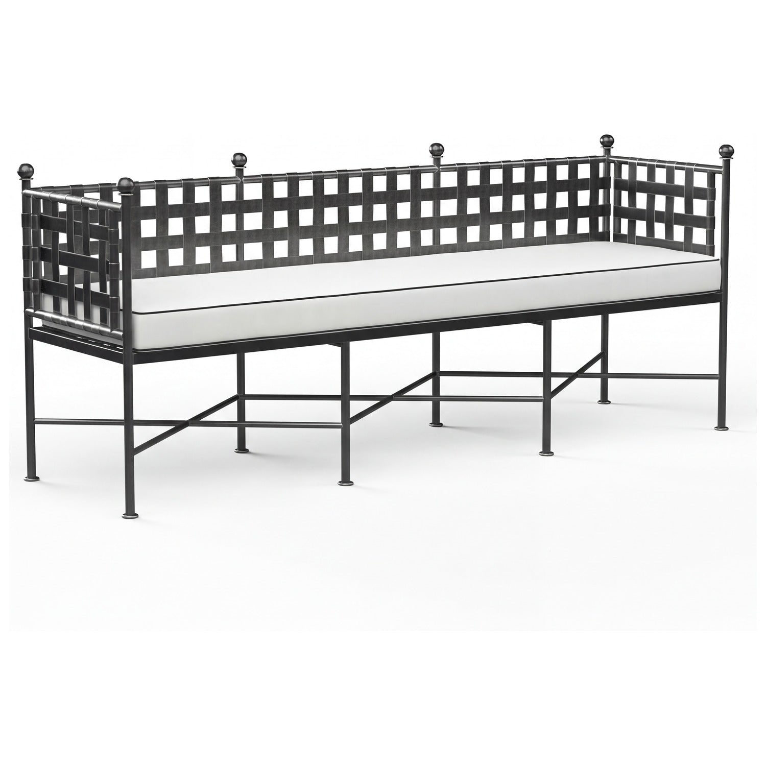 Sunset West Provence Canvas Natural w/Contrast Spectrum Carbon Welt Garden Outdoor Bench