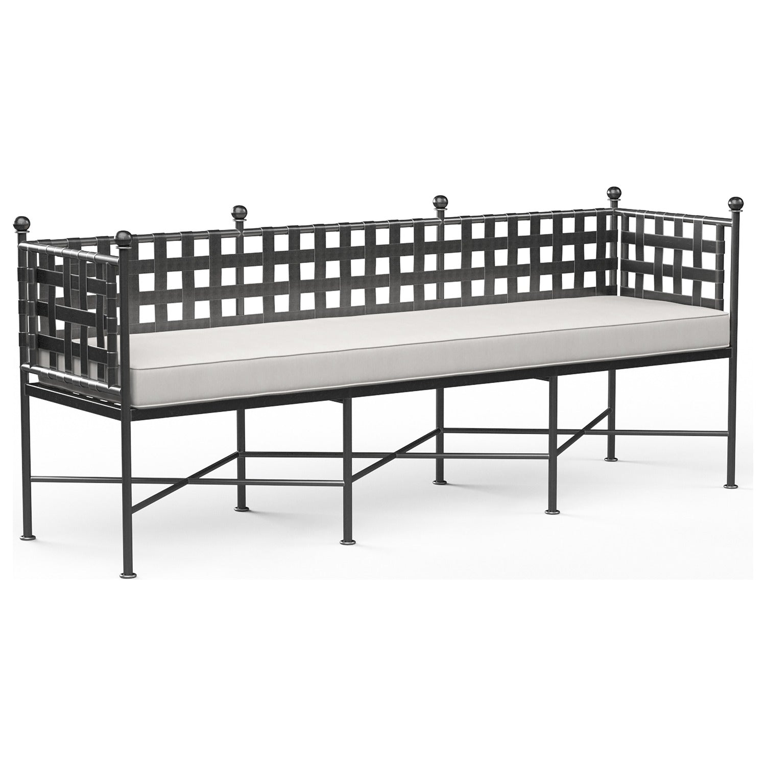 Sunset West Provence Canvas White w/Self Welt Garden Outdoor Bench