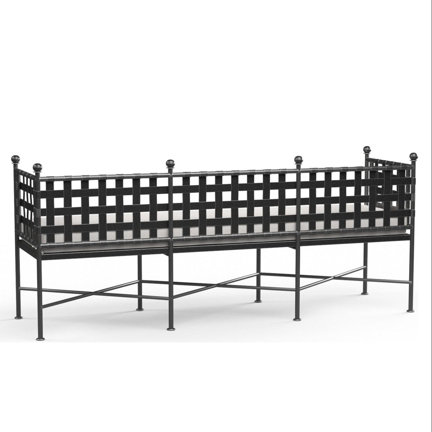 Sunset West Provence Canvas White w/Self Welt Garden Outdoor Bench
