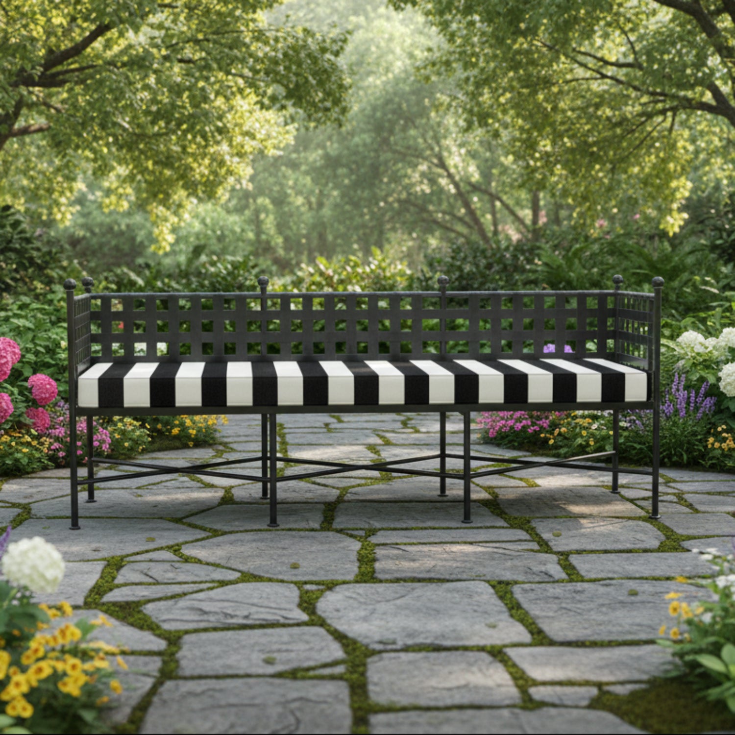 Sunset West Provence Cabana Classic w/Self Welt Garden Outdoor Bench