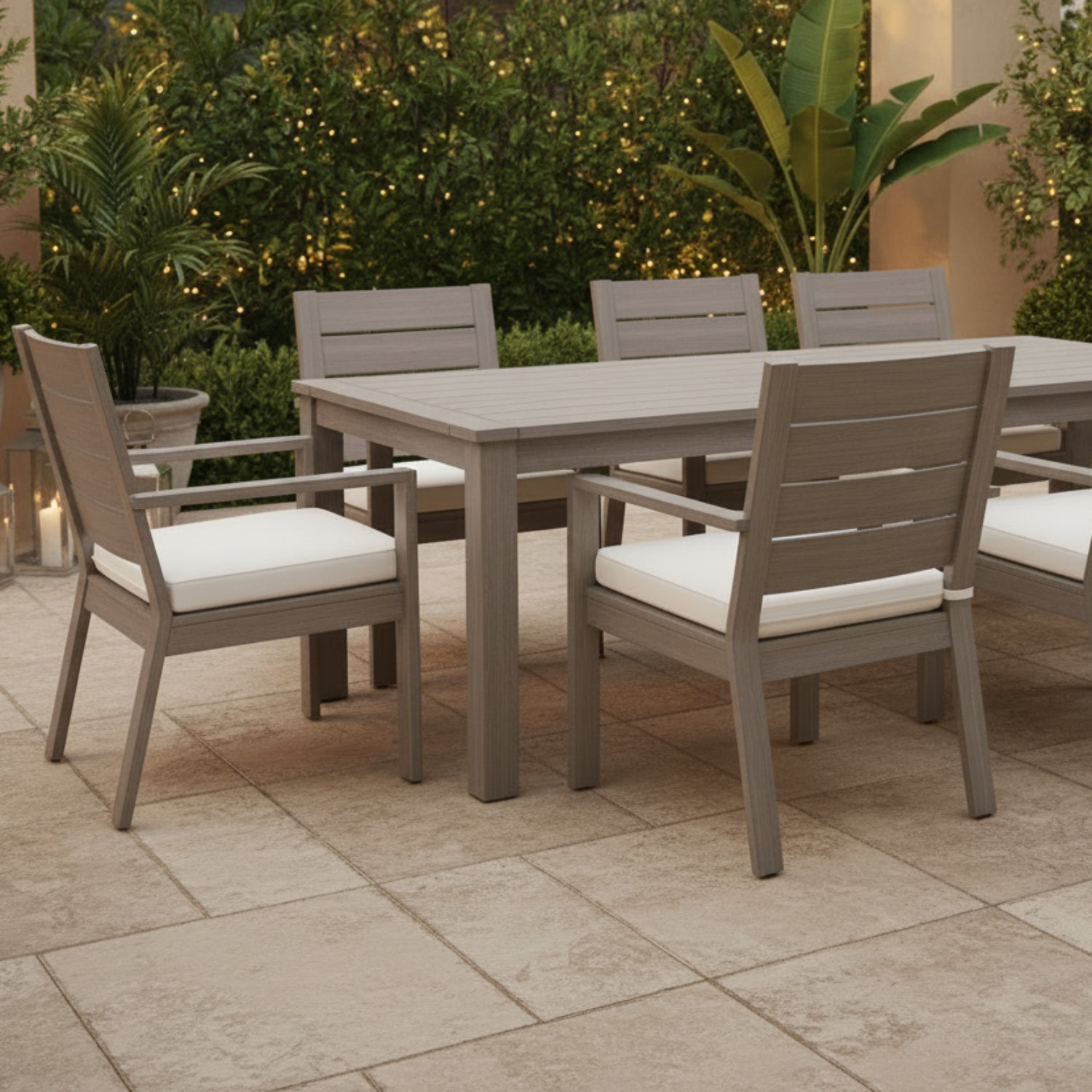 Sunset West Laguna Canvas Natural Outdoor Dining Chair Set of 2