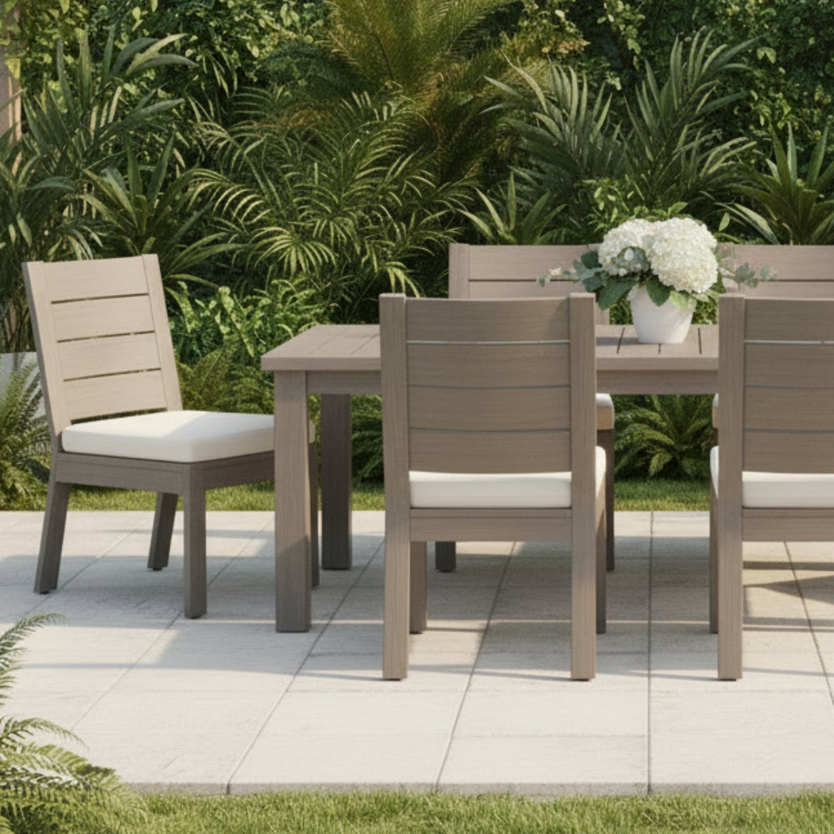 Sunset West Laguna Canvas Natural Outdoor Armless Dining Chair Set of 2