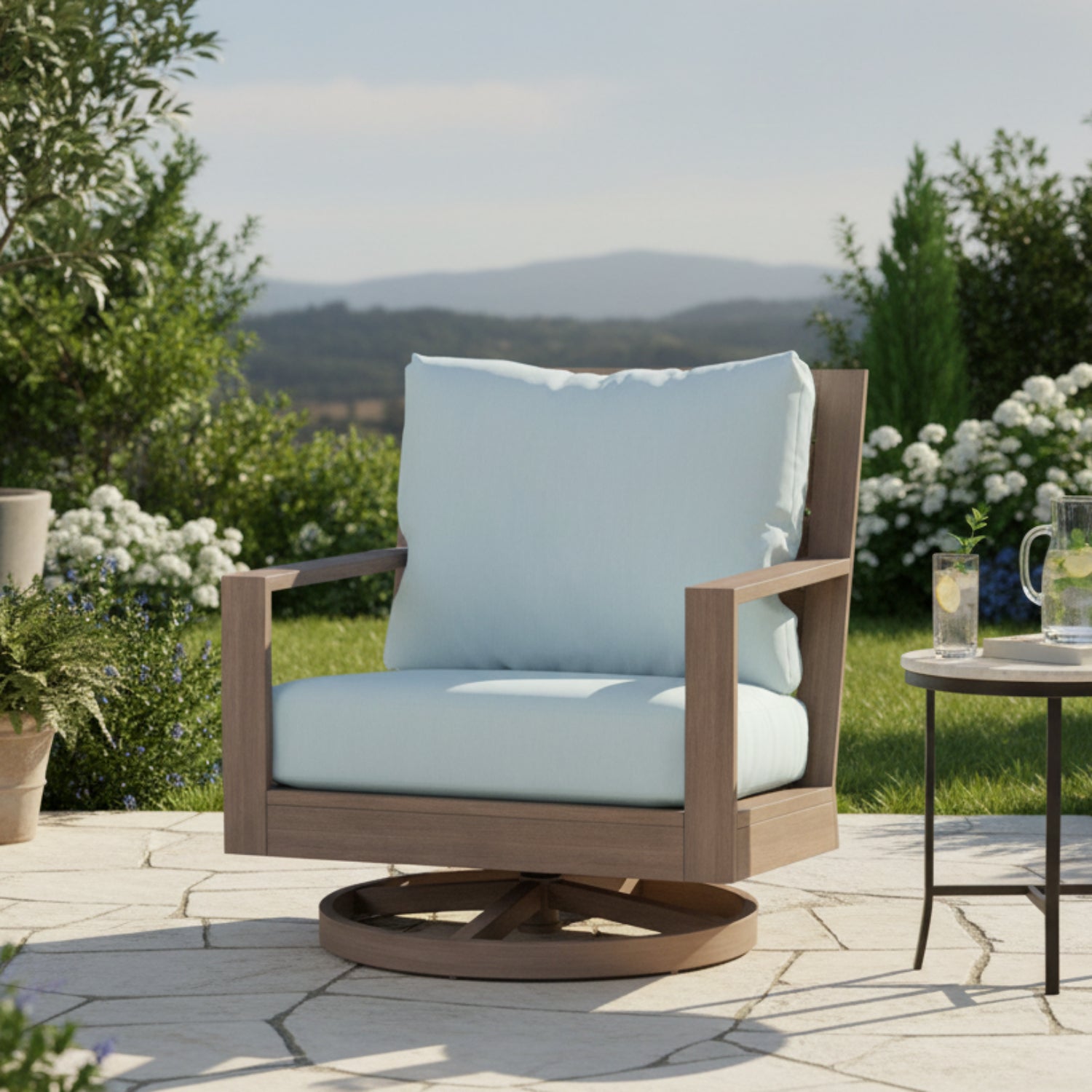 Sunset West Laguna Canvas Skyline Outdoor Swivel Club Rocker