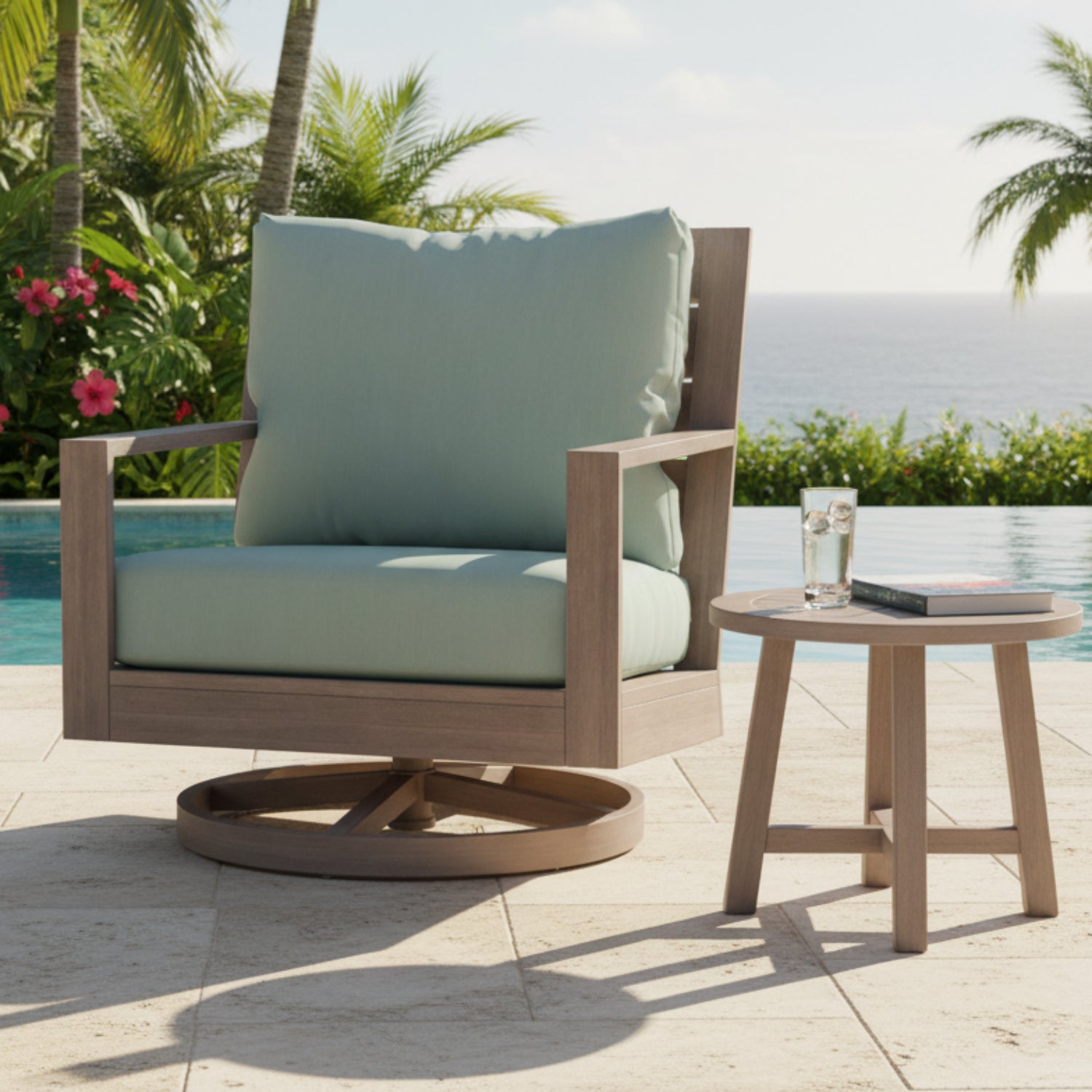 Sunset West Laguna Cast Mist Outdoor Swivel Club Rocker