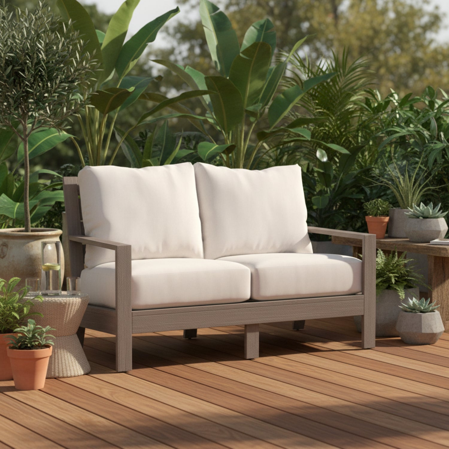 Sunset West Laguna Canvas Natural Outdoor Loveseat