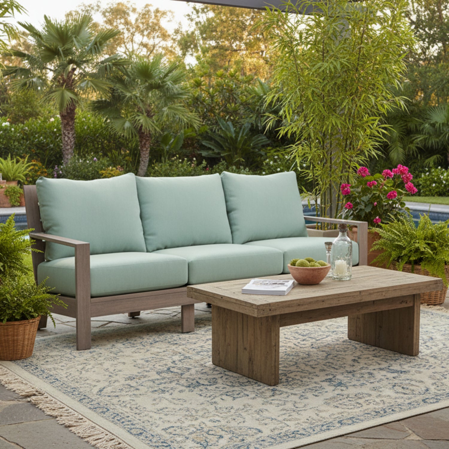 Sunset West Laguna Cast Mist Outdoor Sofa