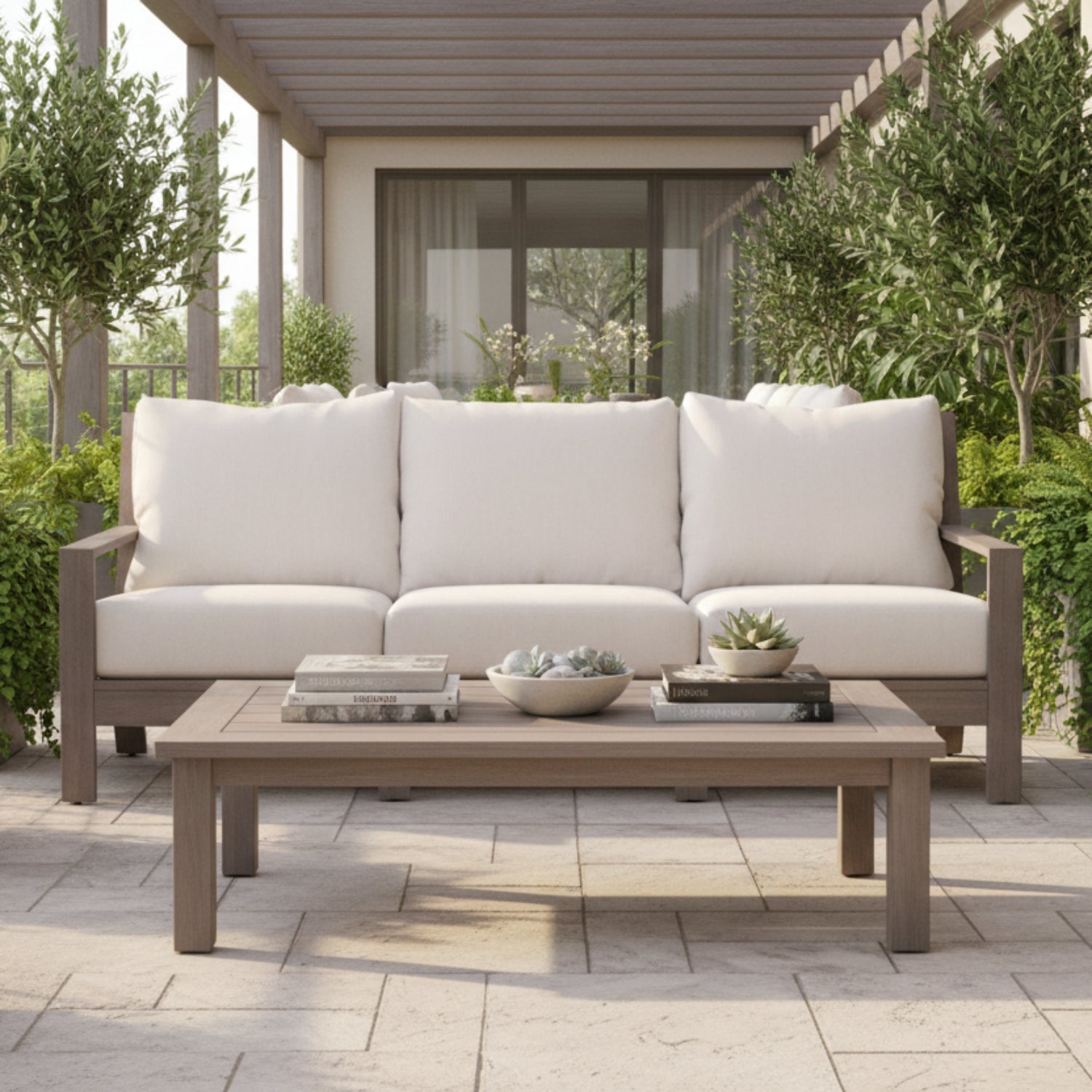 Sunset West Laguna Canvas Natural Outdoor Sofa