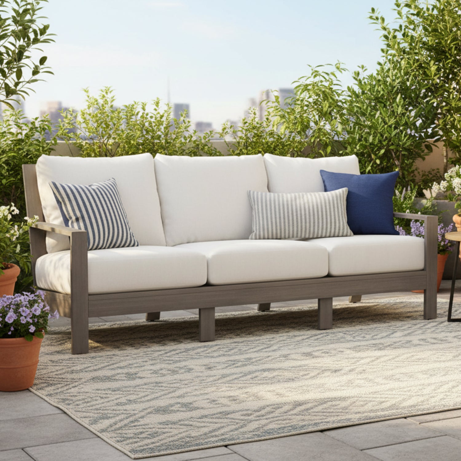 Sunset West Laguna Canvas Flax Outdoor Sofa