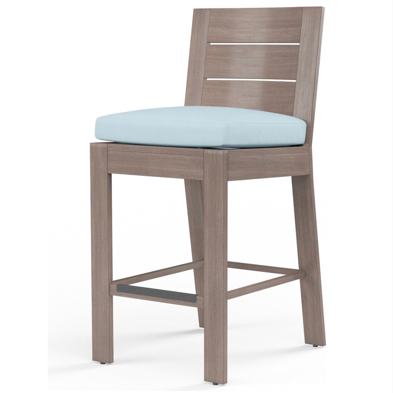 Sunset West Laguna Canvas Skyline Outdoor Barstool Set of 2, Fully welded, scratch-resistant powder-coated, front view