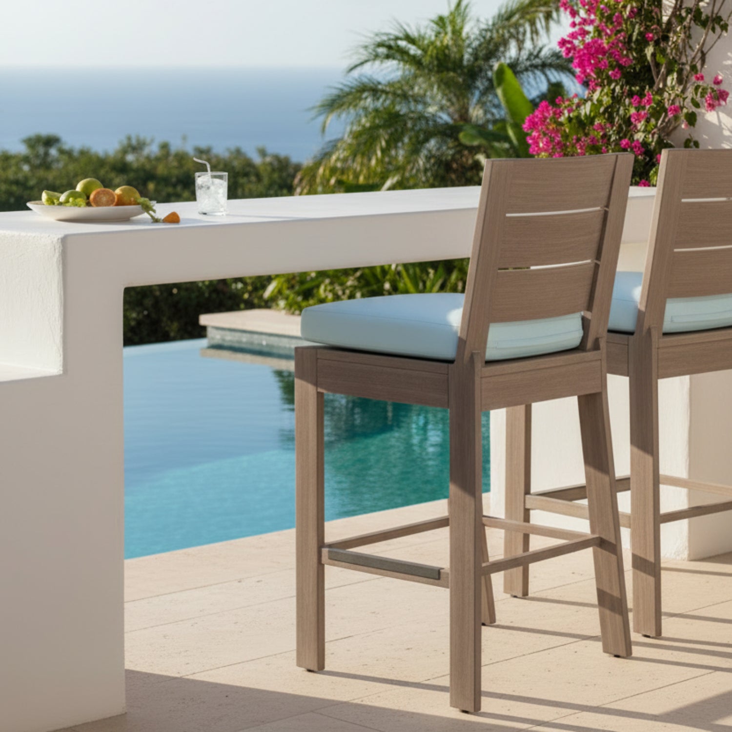 Sunset West Laguna Canvas Skyline Outdoor Barstool Set of 2