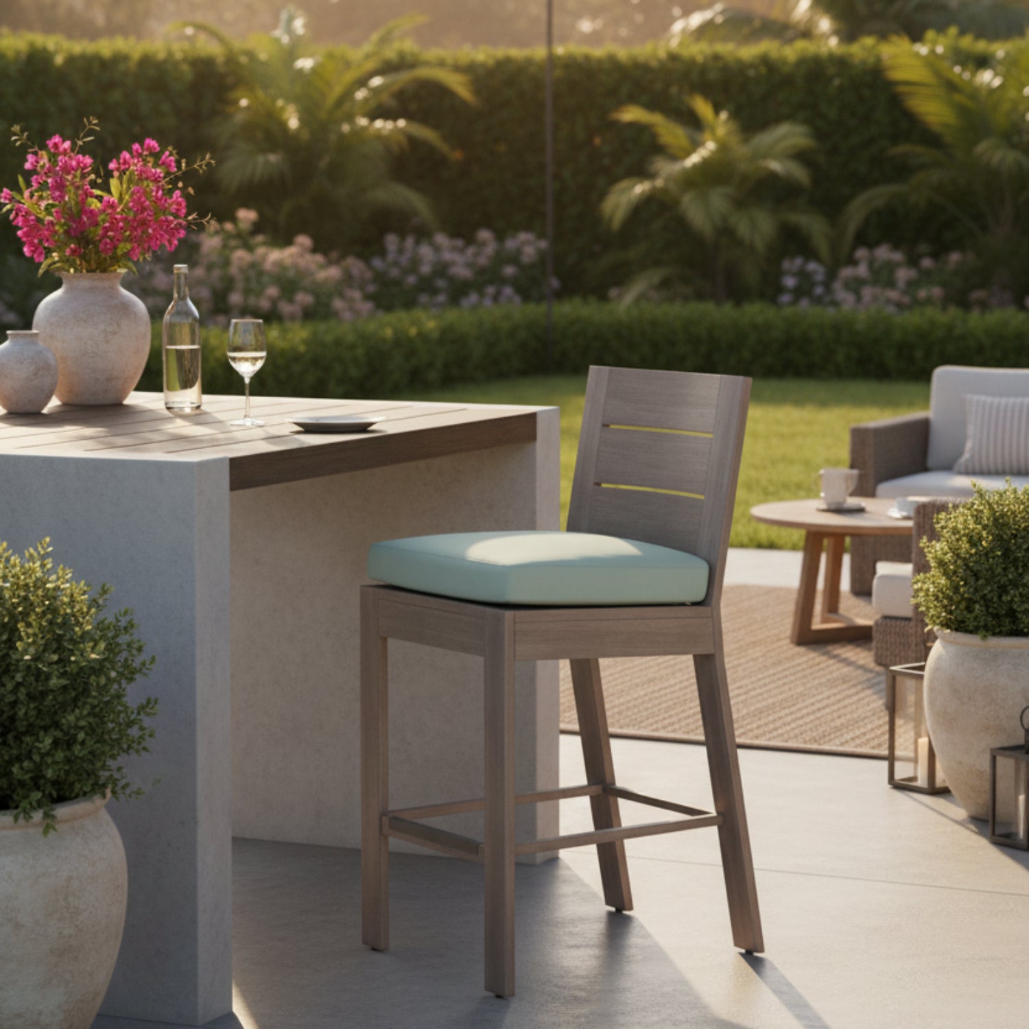 Sunset West Laguna Cast Mist Outdoor Barstool Set of 2