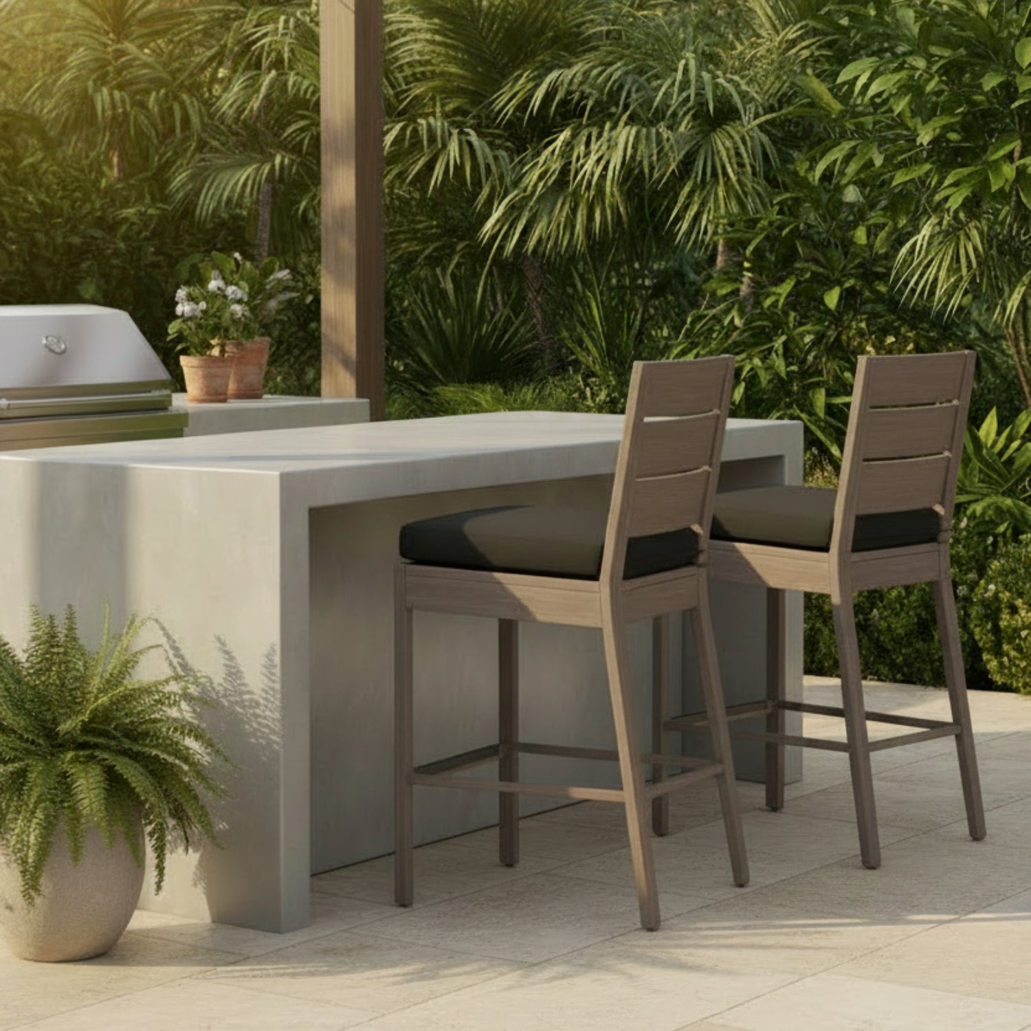 Sunset West Laguna Spectrum Carbon Outdoor Barstool Set of 2