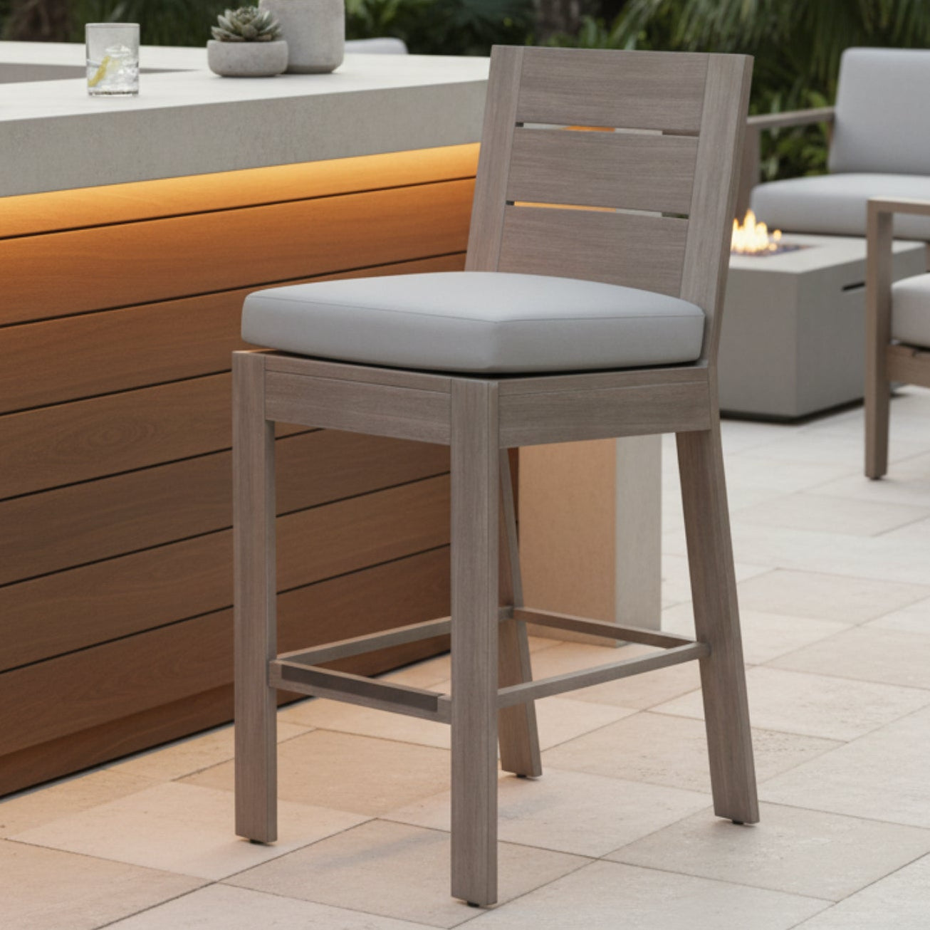 Sunset West Laguna Canvas Granite Outdoor Barstool Set of 2