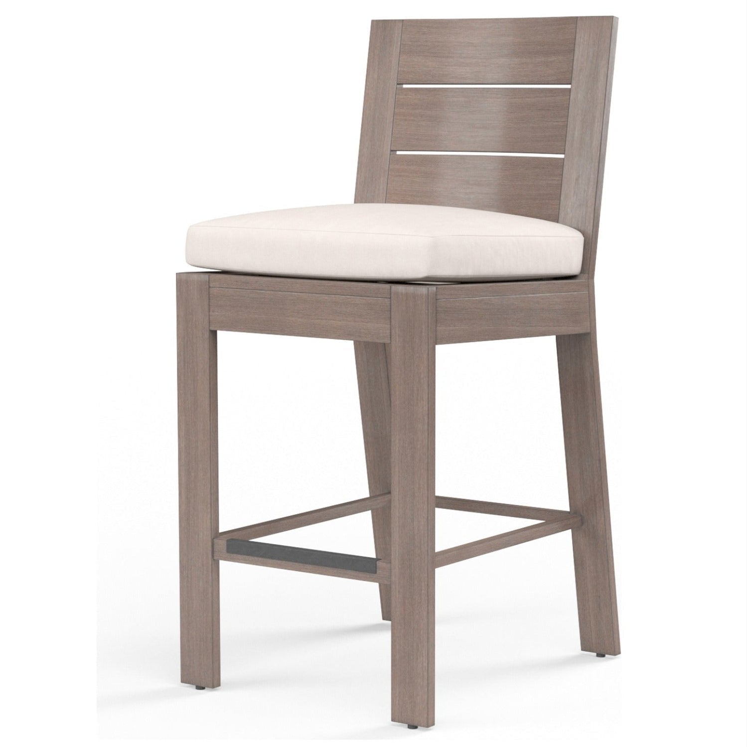 Sunset West Laguna Canvas Natural Outdoor Barstool Set of 2, Fully welded, scratch-resistant powder-coated, front view