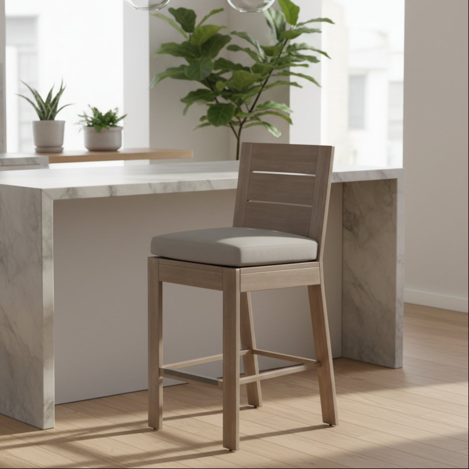 Sunset West Laguna Canvas Granite Outdoor Counter Stool Set of 2