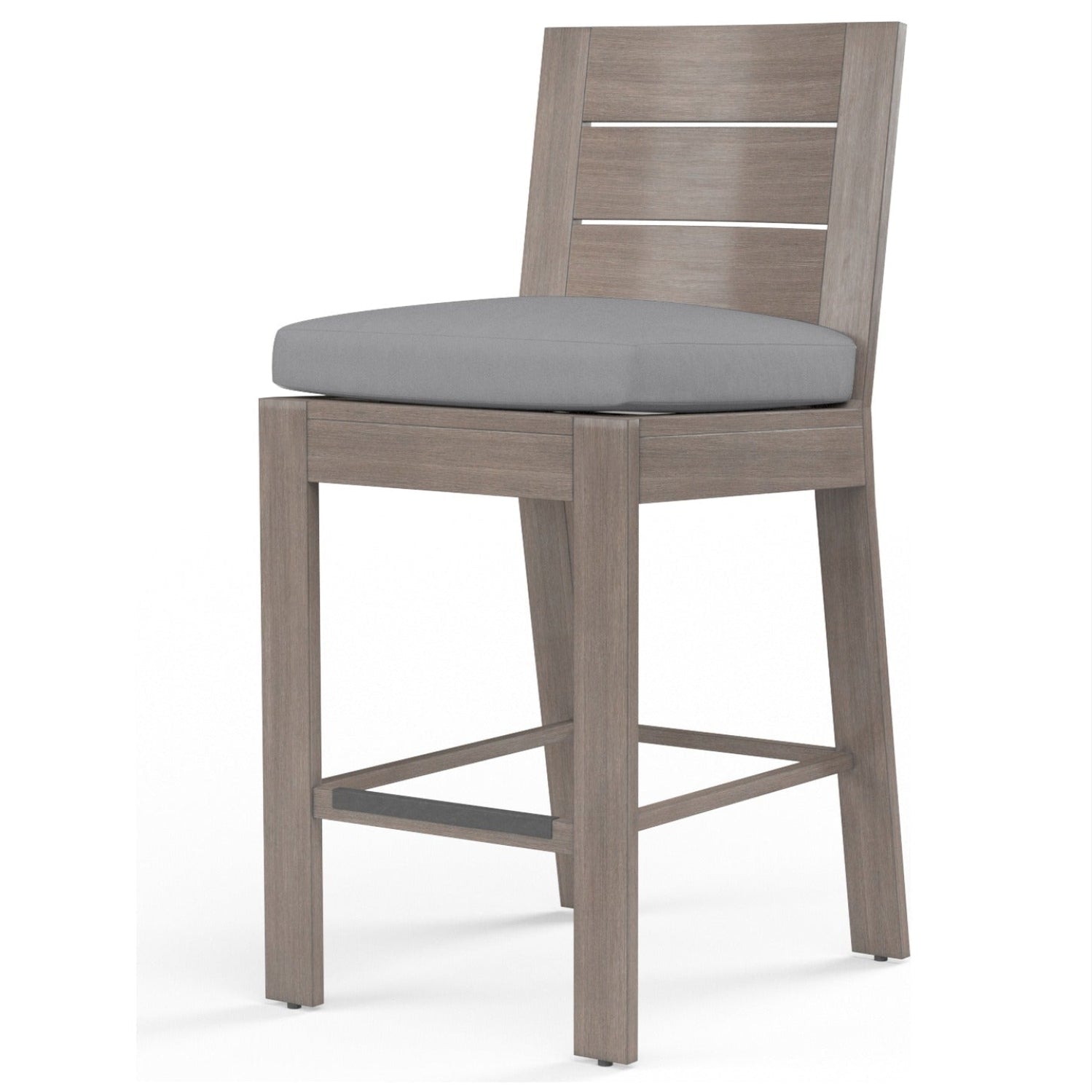Sunset West Laguna Canvas Granite Outdoor Counter Stool Set of 2, Fully welded, scratch-resistant powder-coated, front view
