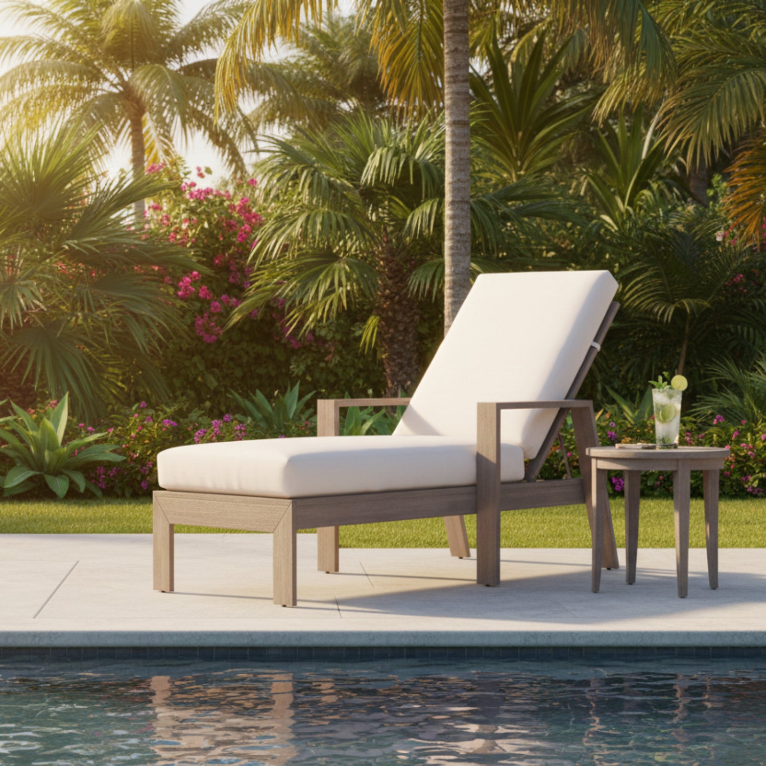Sunset West Laguna Canvas Natural Outdoor Chaise Lounge