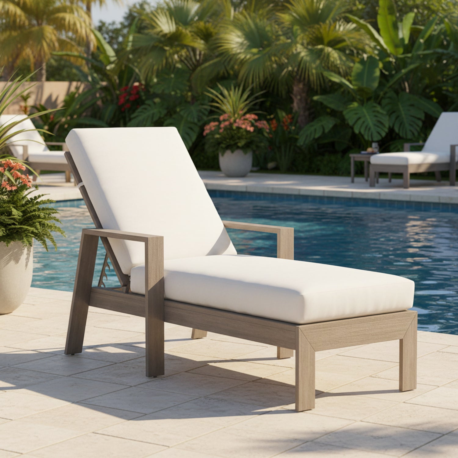 Sunset West Laguna Canvas Flax Outdoor Chaise Lounge