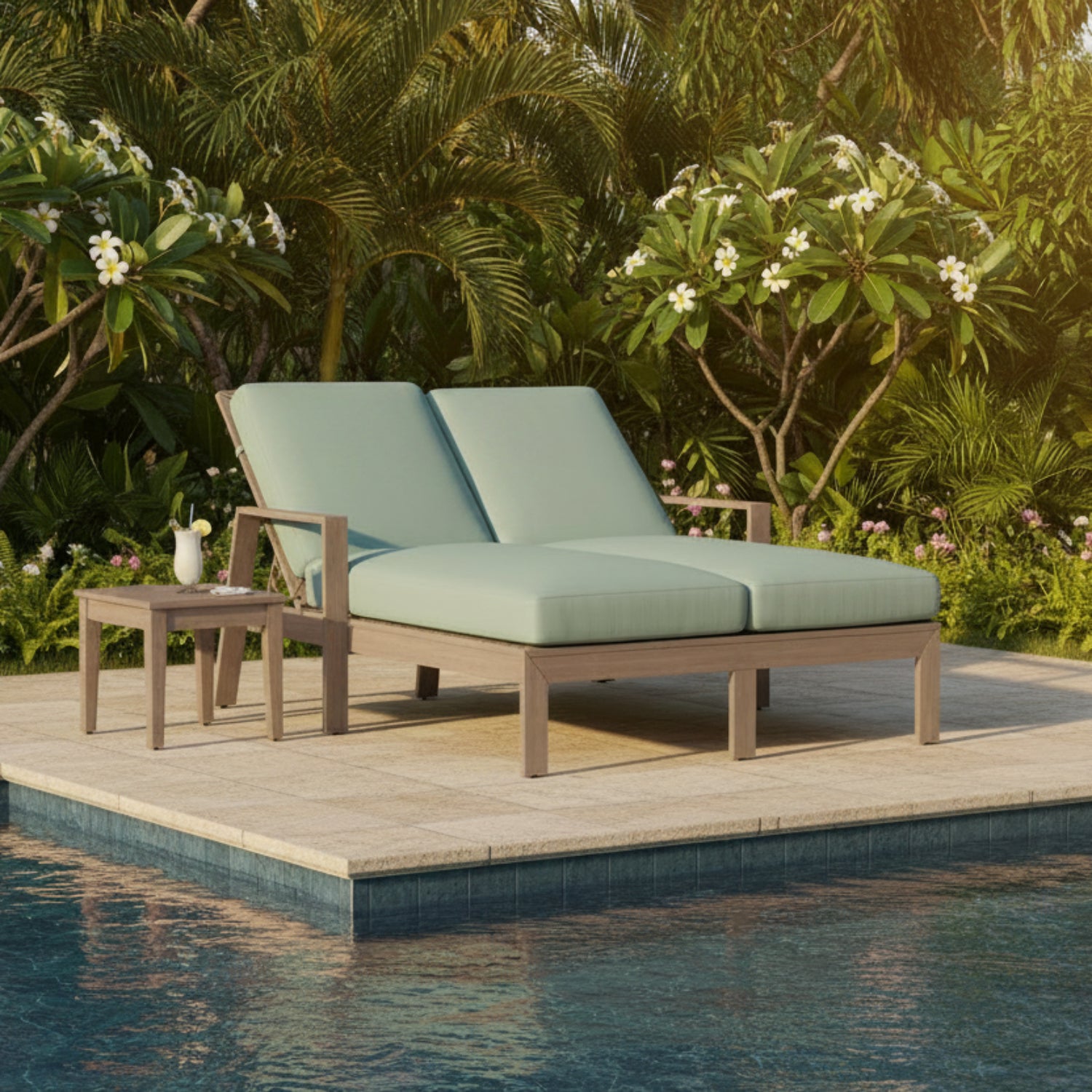 Sunset West Laguna Cast Mist Double Outdoor Chaise Lounge