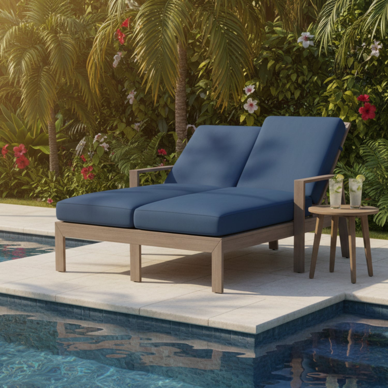 Sunset West Laguna Spectrum Indigo Double Outdoor Chaise Lounge